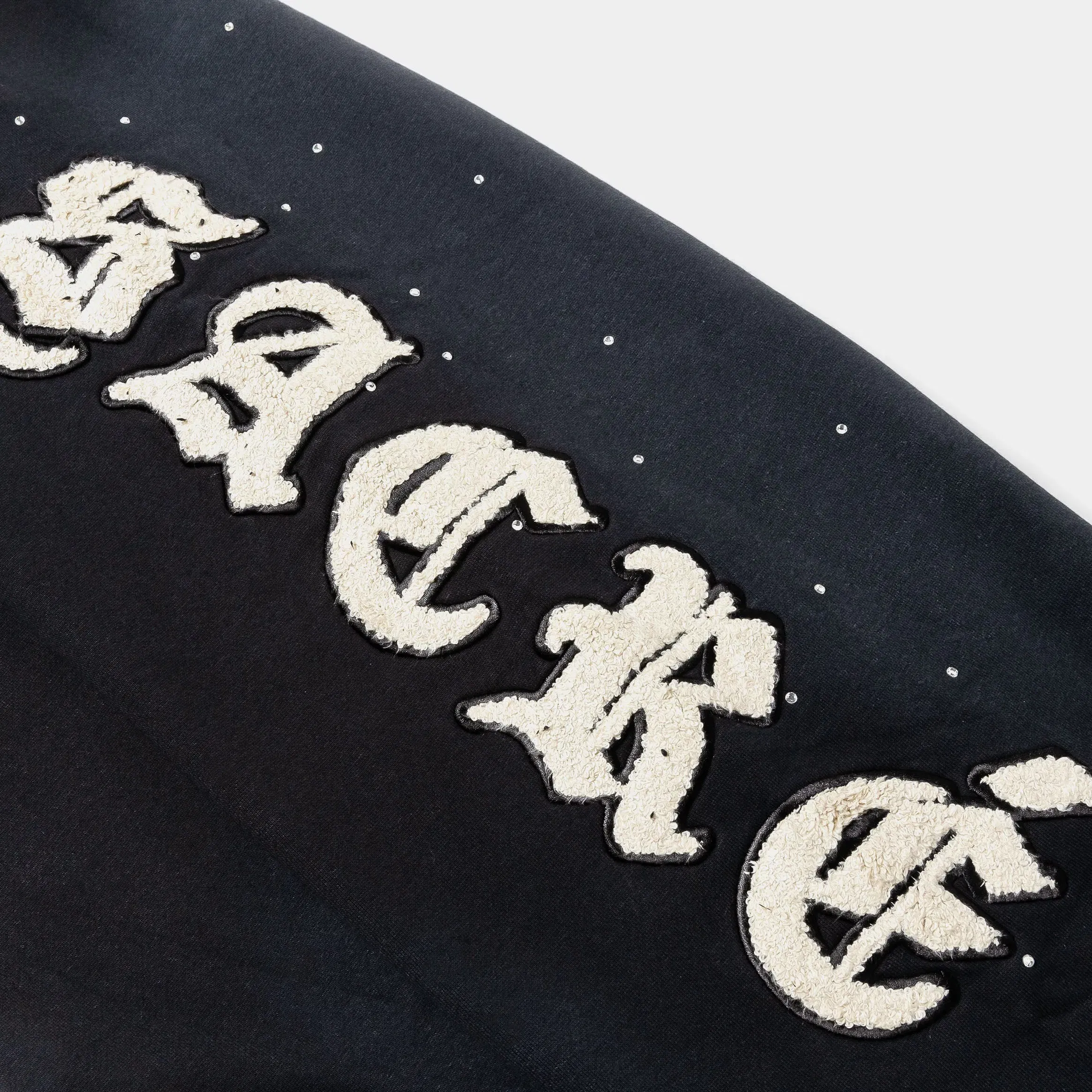 SACRE Rhinestone Soft Fleece Womens Pants (Black/Cream)