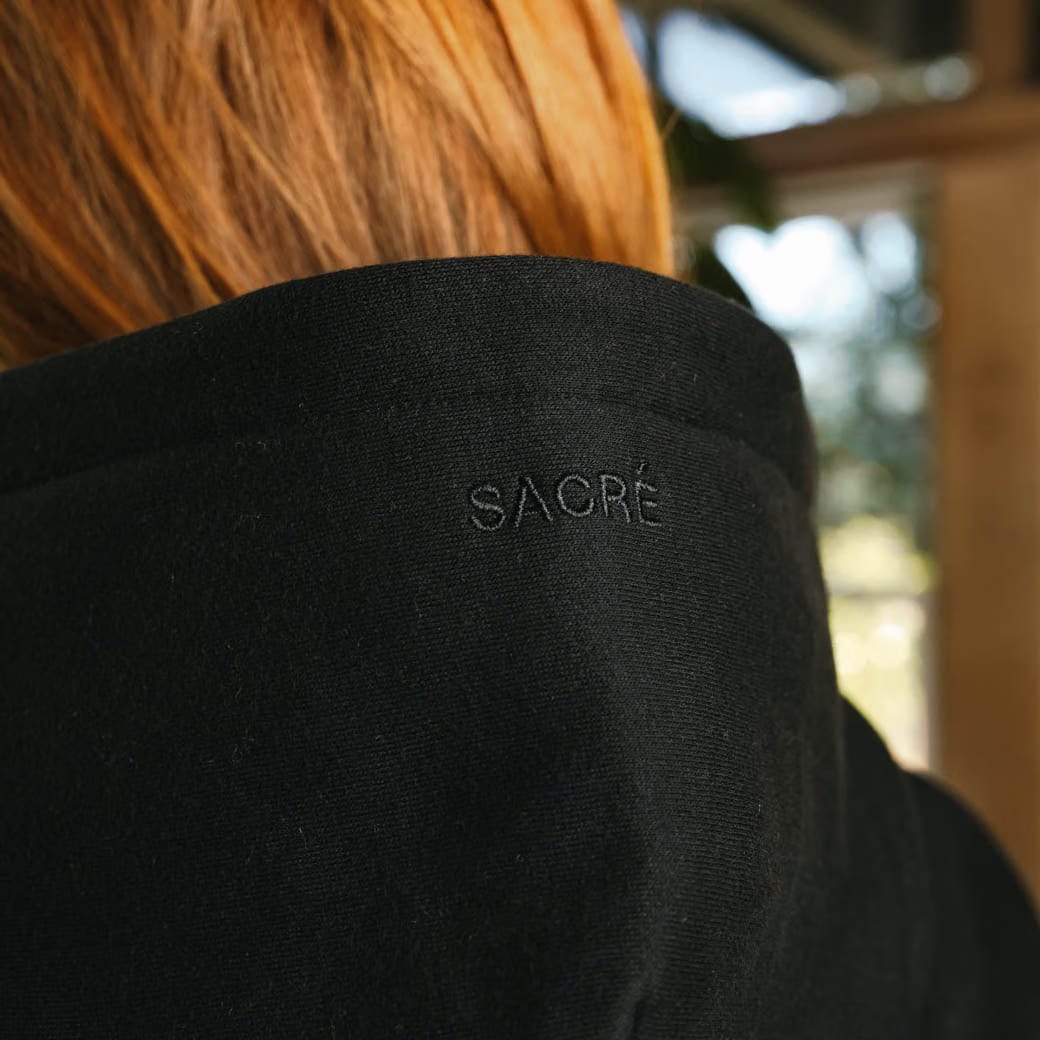 SACRE Soft Fleece Pullover Womens Hoodie (Black)