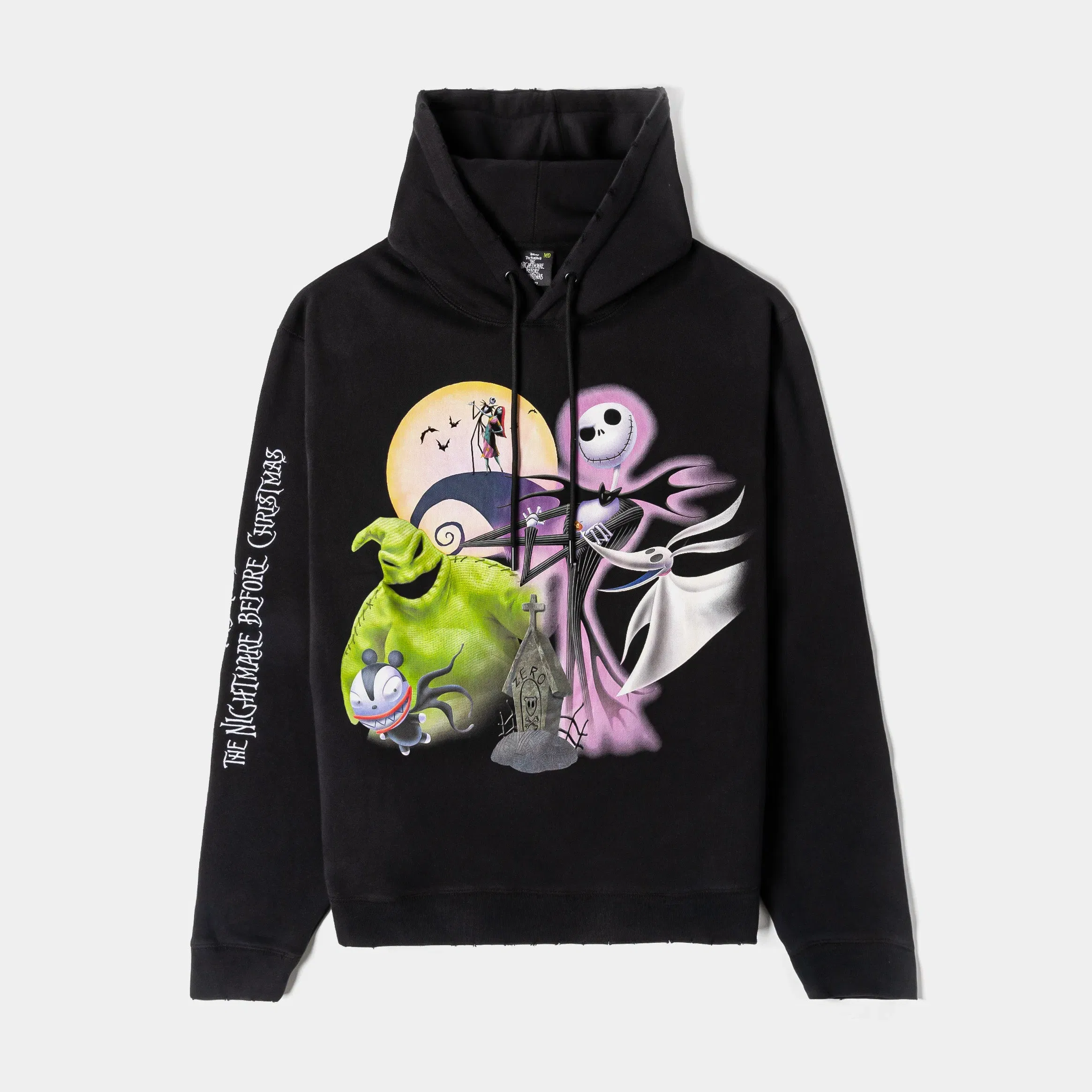 NIGHTMARE BEFORE XMAS X SP The Nightmare Before Christmas By Shoe Palace Characters Zip Up Mens Hoodie (Black)