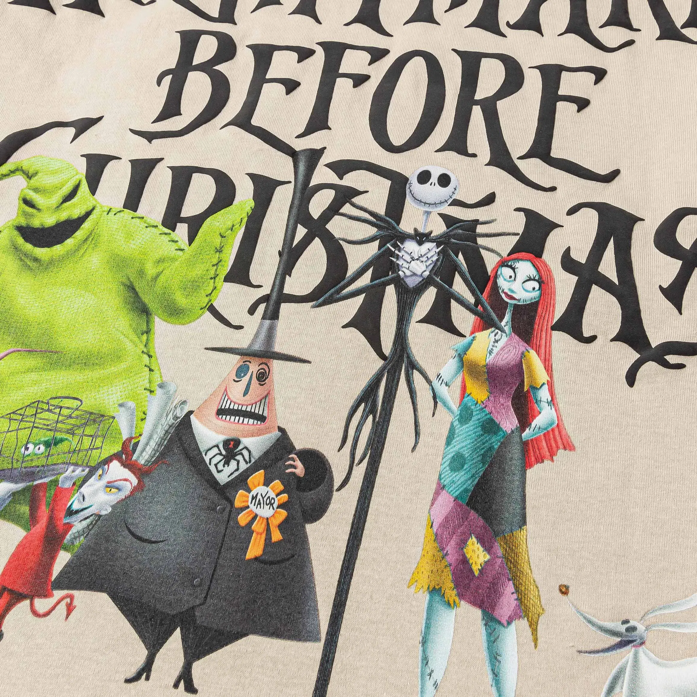 NIGHTMARE BEFORE XMAS X SP The Nightmare Before Christmas By Shoe Palace Jack And Sally Mens Short Sleeve Shirt (Beige/Multi)