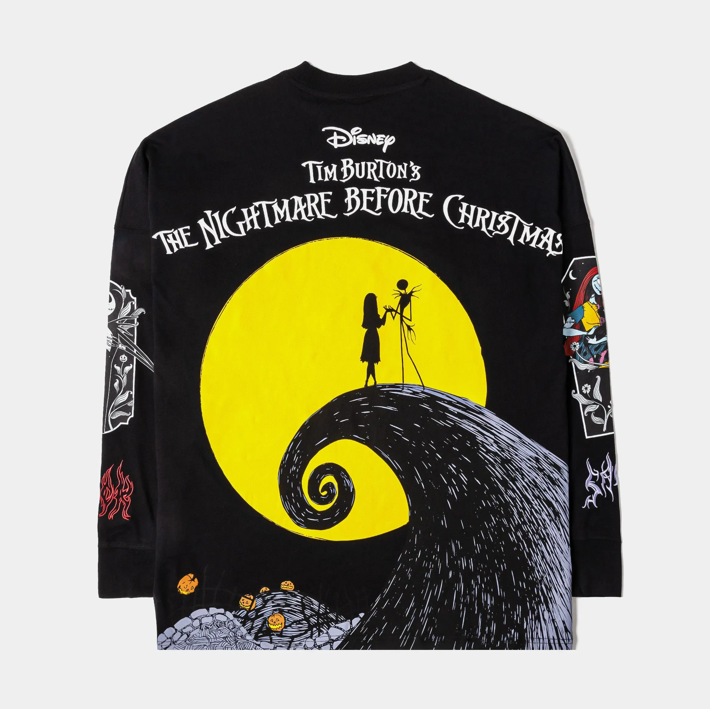 NIGHTMARE BEFORE XMAS X SP The Nightmare Before Christmas By Shoe Palace Jack And Sally Long Sleeve Mens Short Sleeve Shirt (Black/White)