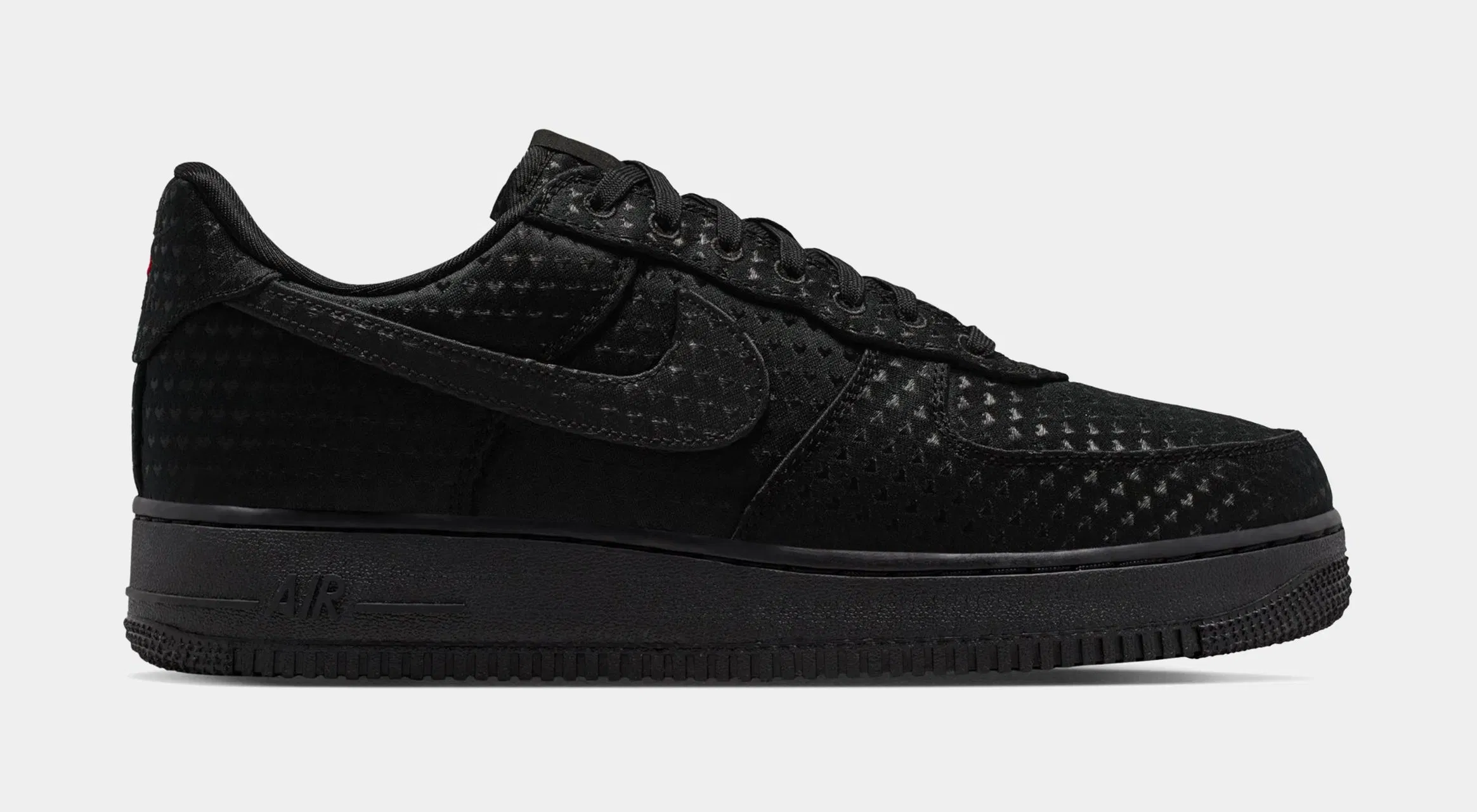 Nike Air Force 1 Low SE Valentines Day Triple Black Mens Lifestyle Shoes (Black/Black/University Red)