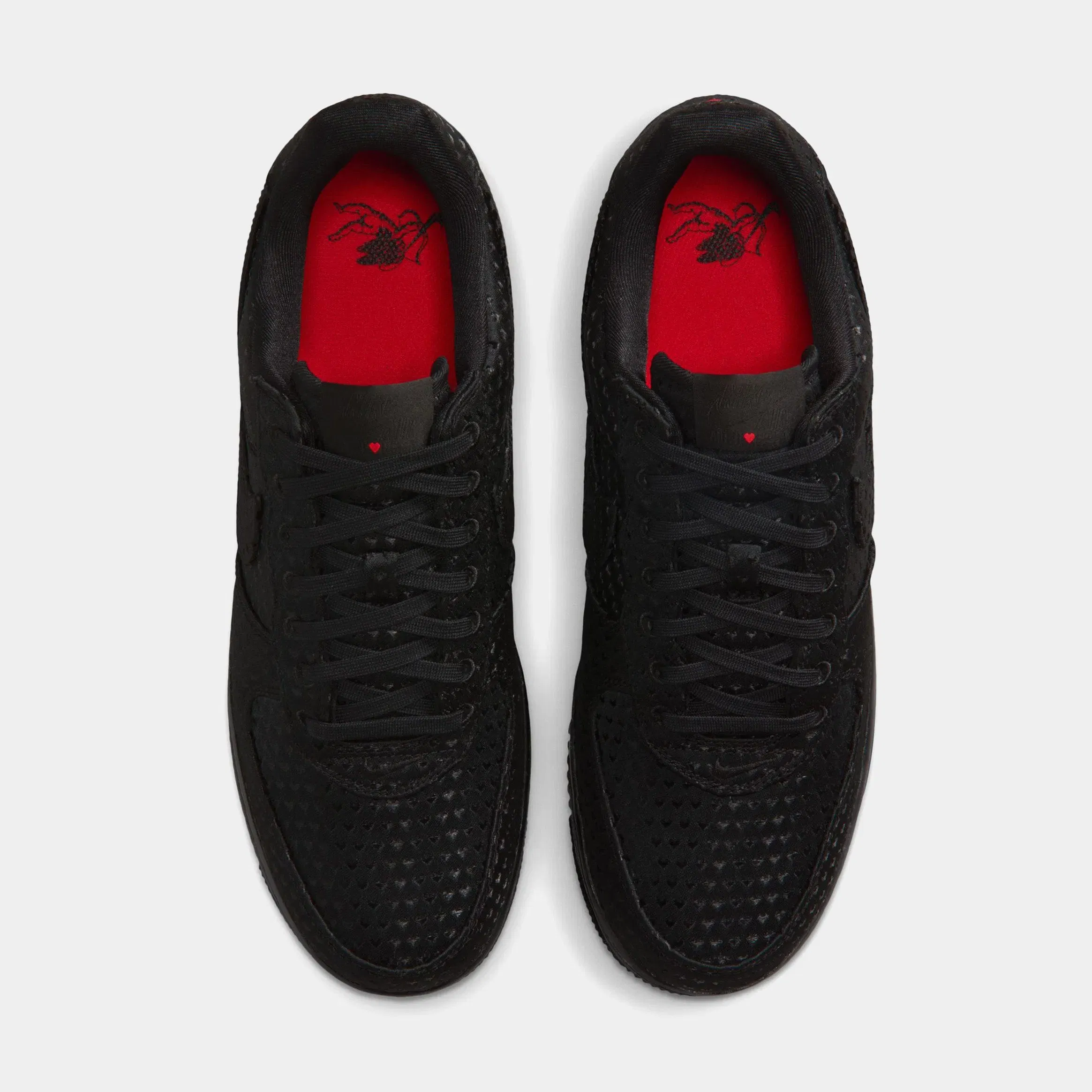 Nike Air Force 1 Low SE Valentines Day Triple Black Mens Lifestyle Shoes (Black/Black/University Red)