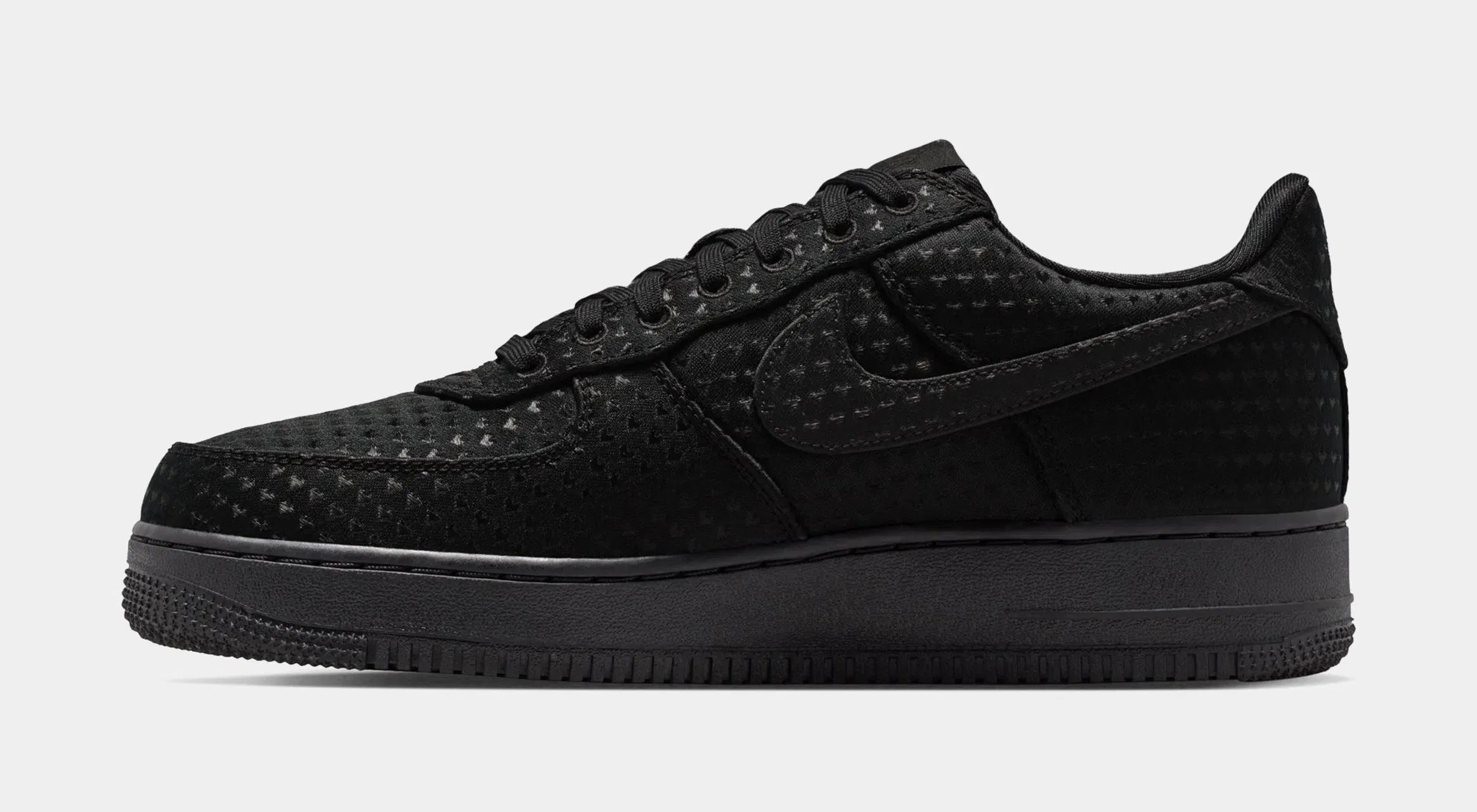 Nike Air Force 1 Low SE Valentines Day Triple Black Mens Lifestyle Shoes (Black/Black/University Red)