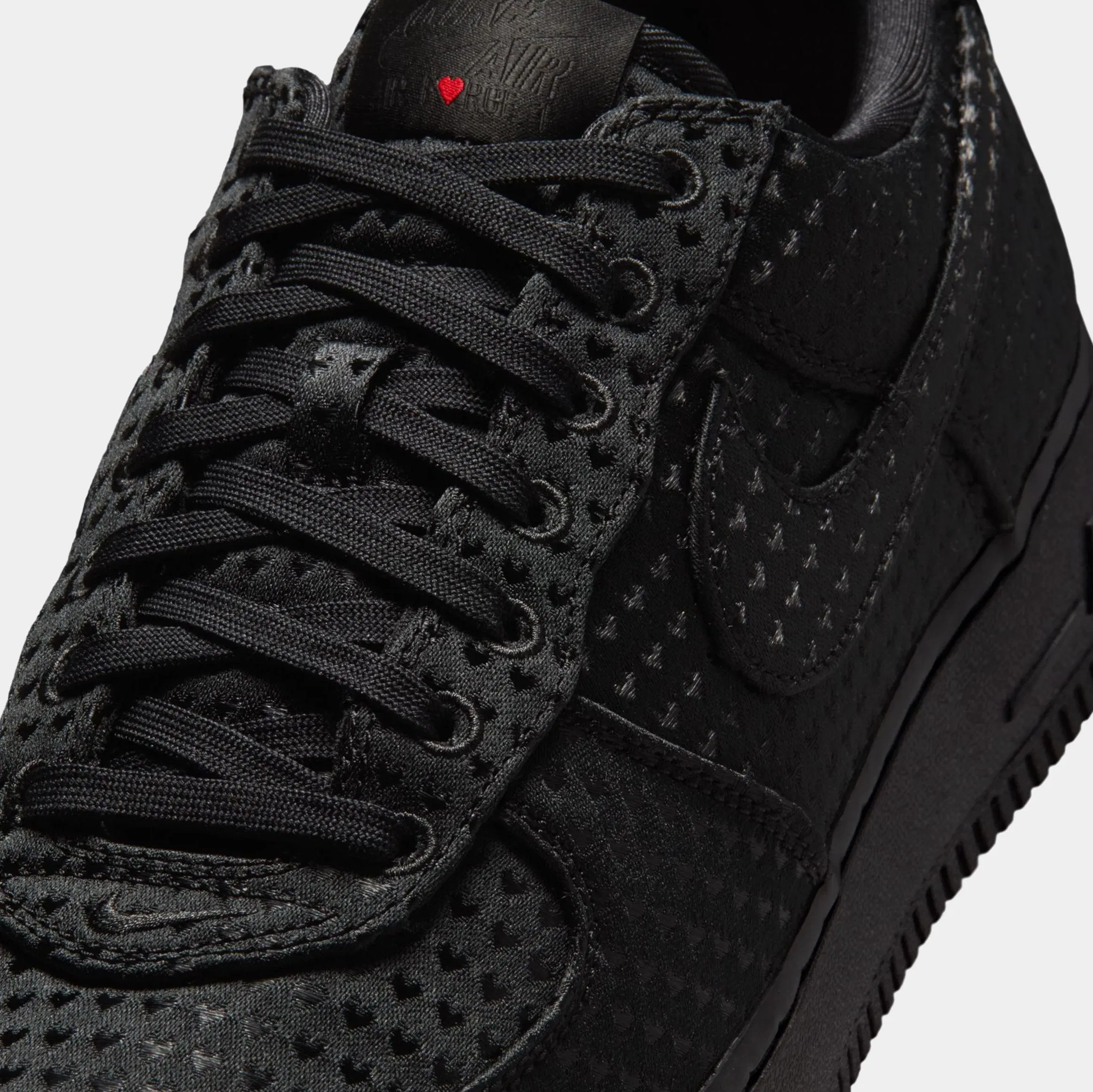 Nike Air Force 1 Low SE Valentines Day Triple Black Mens Lifestyle Shoes (Black/Black/University Red)