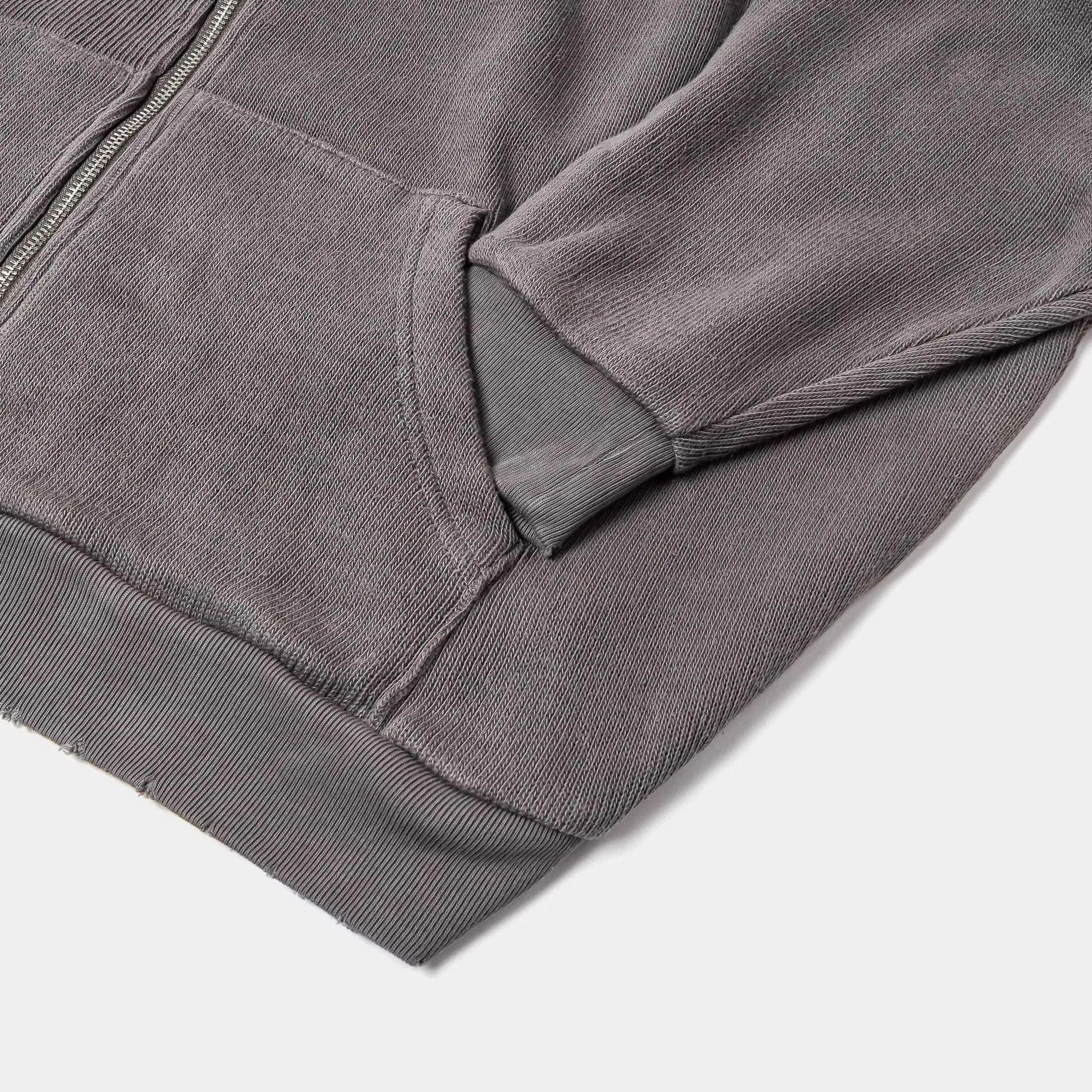 MAISON ARTICLE Knit Fleece Zip Up Mens Hoodie (Washed Grey)