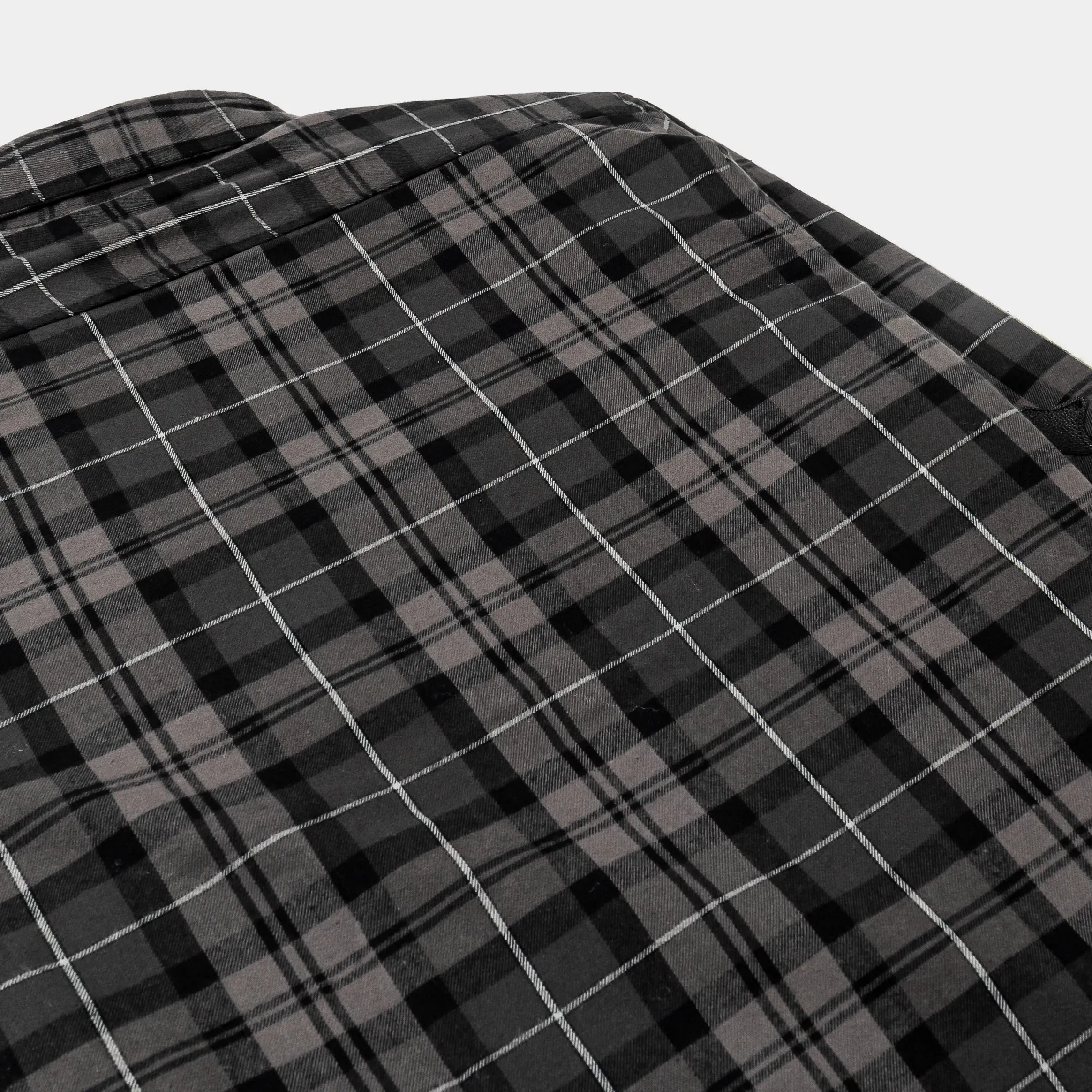 MAISON ARTICLE Cross Print Plaid Fleece Button Up Long Sleeve Mens Shirt (Navy/Black)
