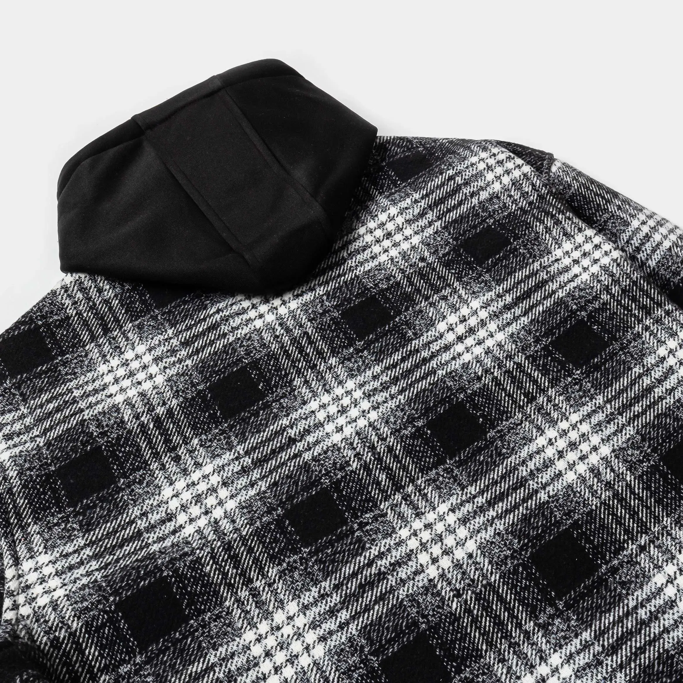 MAISON ARTICLE Hooded Flannel Mens Jacket (Black/White)