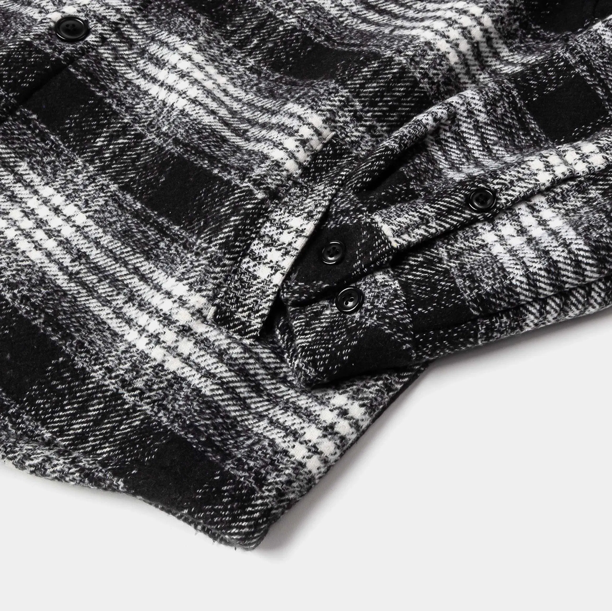 MAISON ARTICLE Hooded Flannel Mens Jacket (Black/White)
