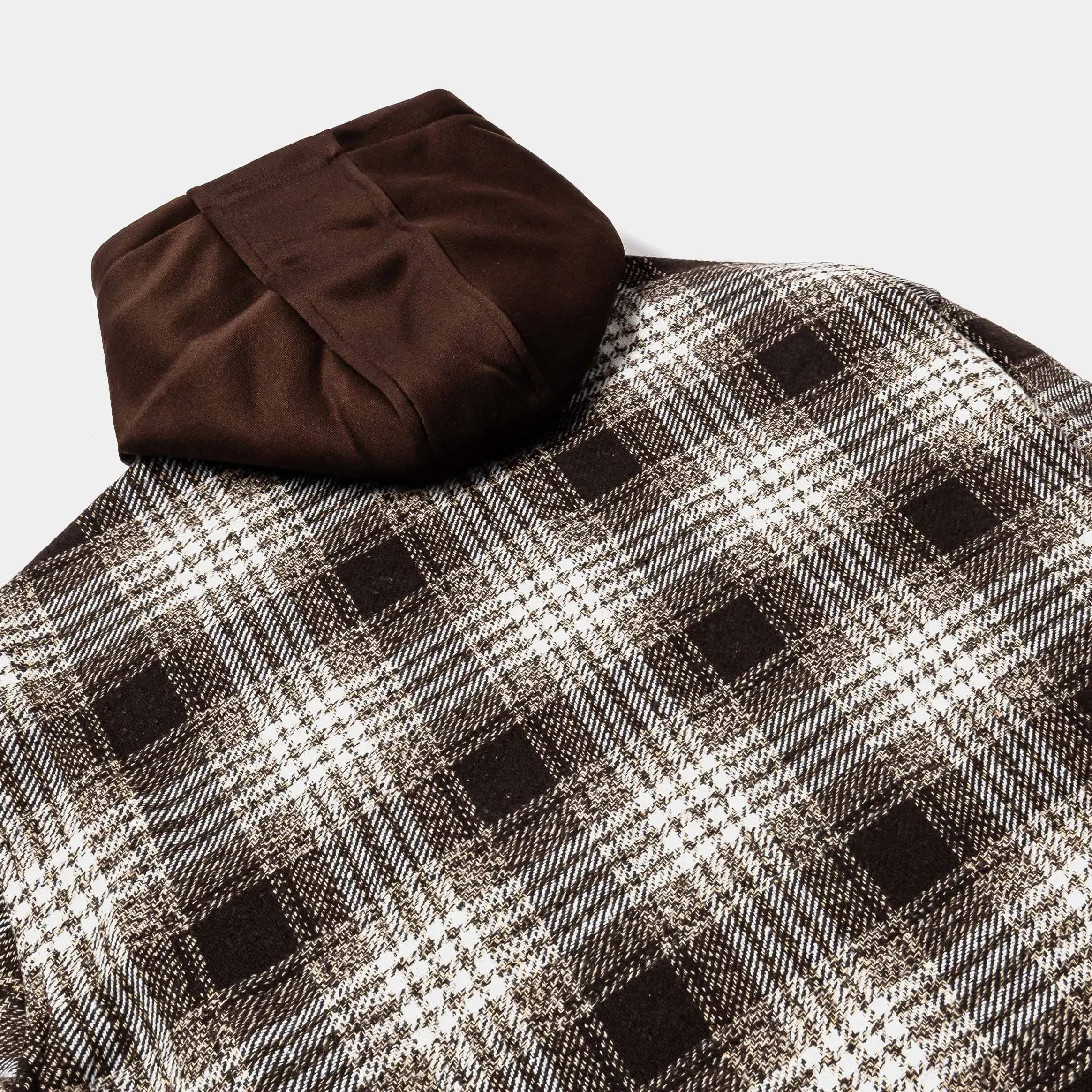 MAISON ARTICLE Hooded Flannel Mens Jacket (Brown/White)