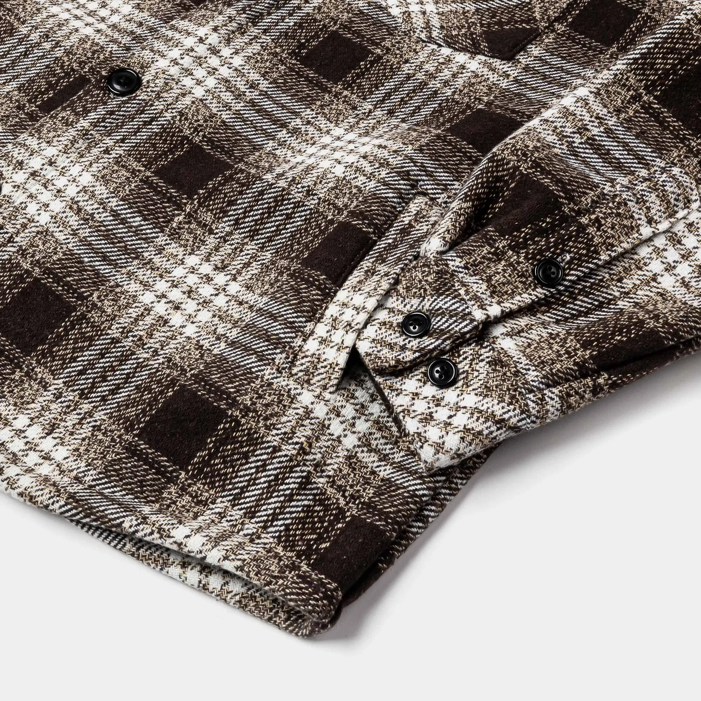 MAISON ARTICLE Hooded Flannel Mens Jacket (Brown/White)