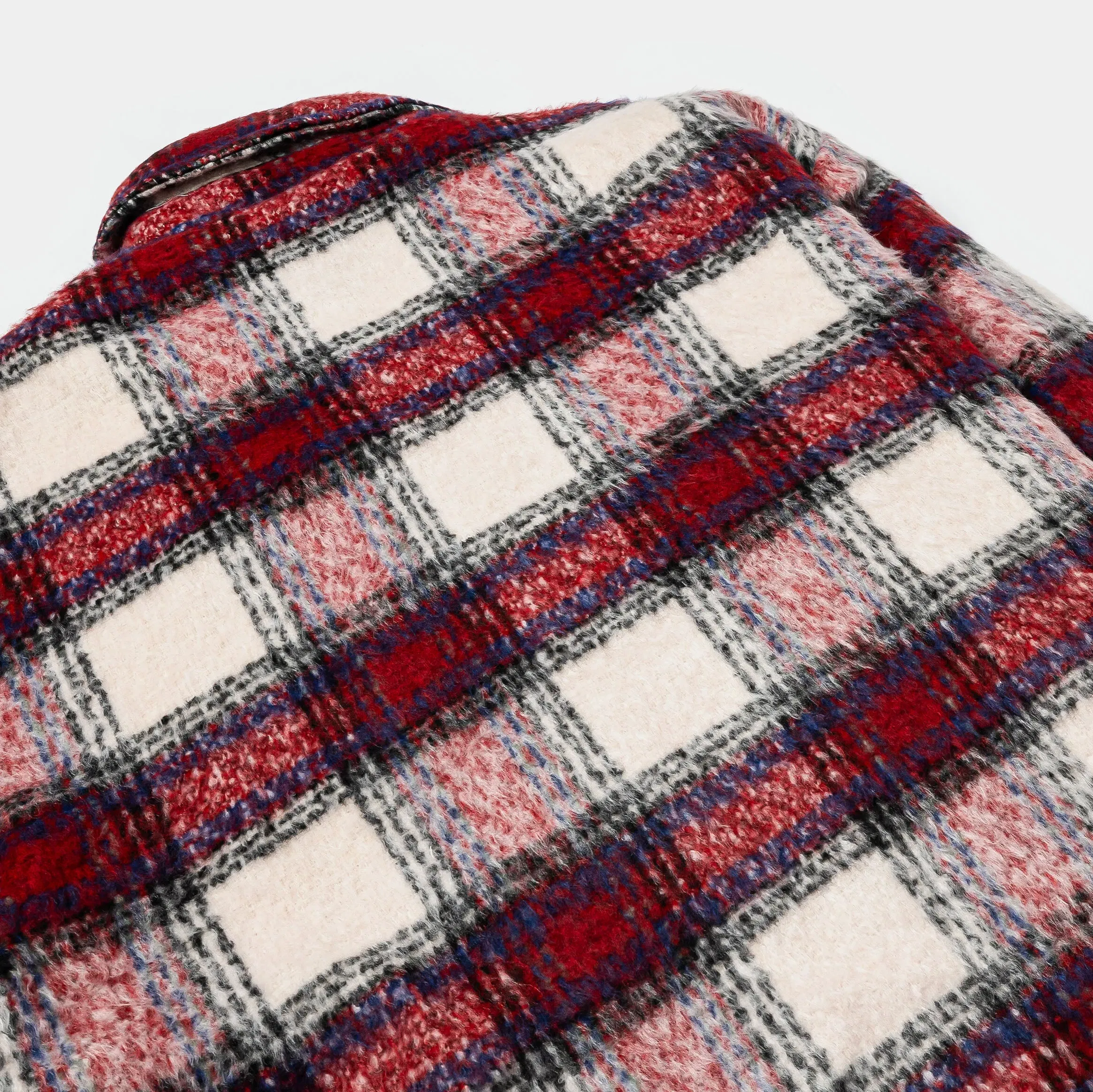 MAISON ARTICLE Plaid Zip-Up Flannel Mens Jacket (Red/Beige)