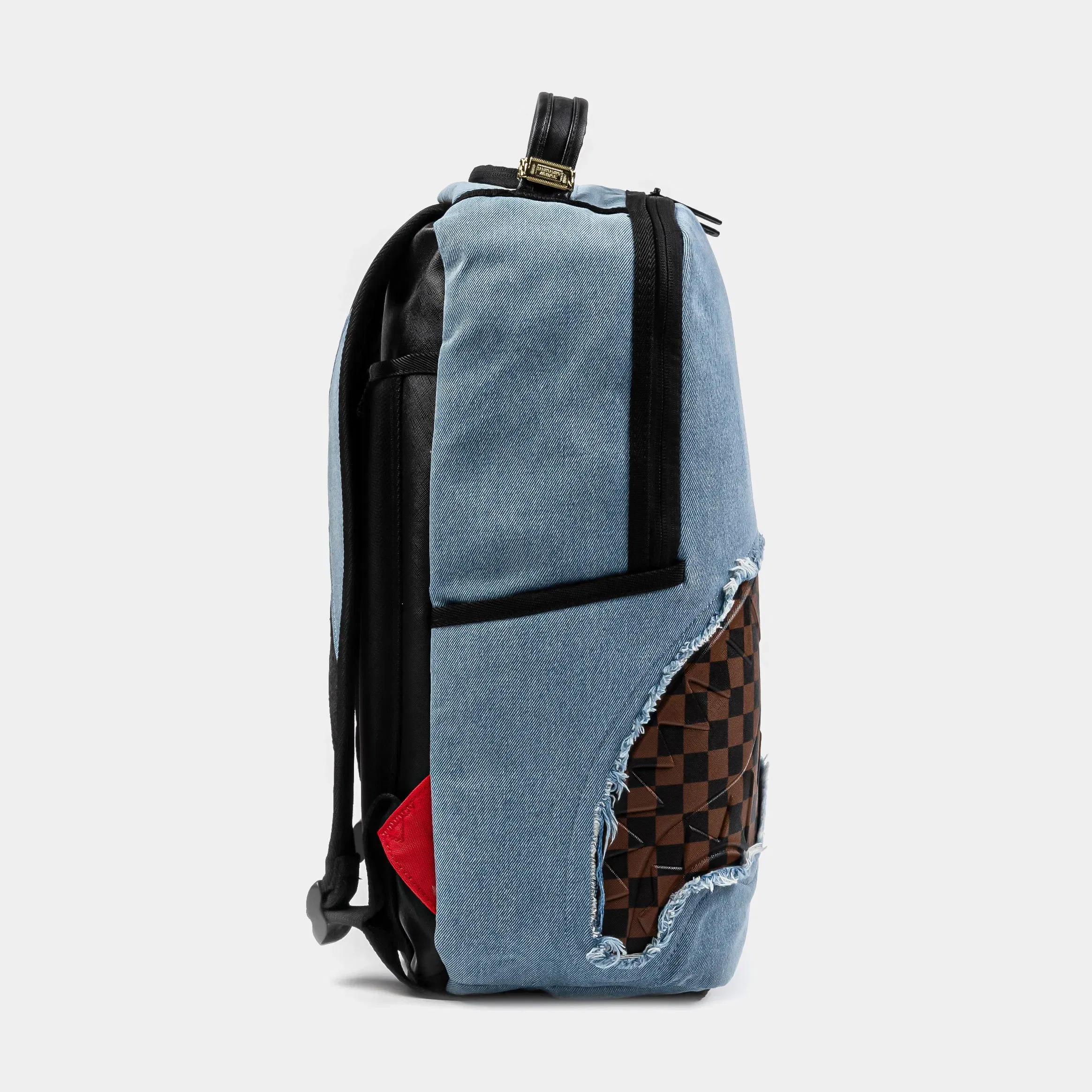 Sprayground Denim Shark Bite Mens Backpack (Blue/Brown)