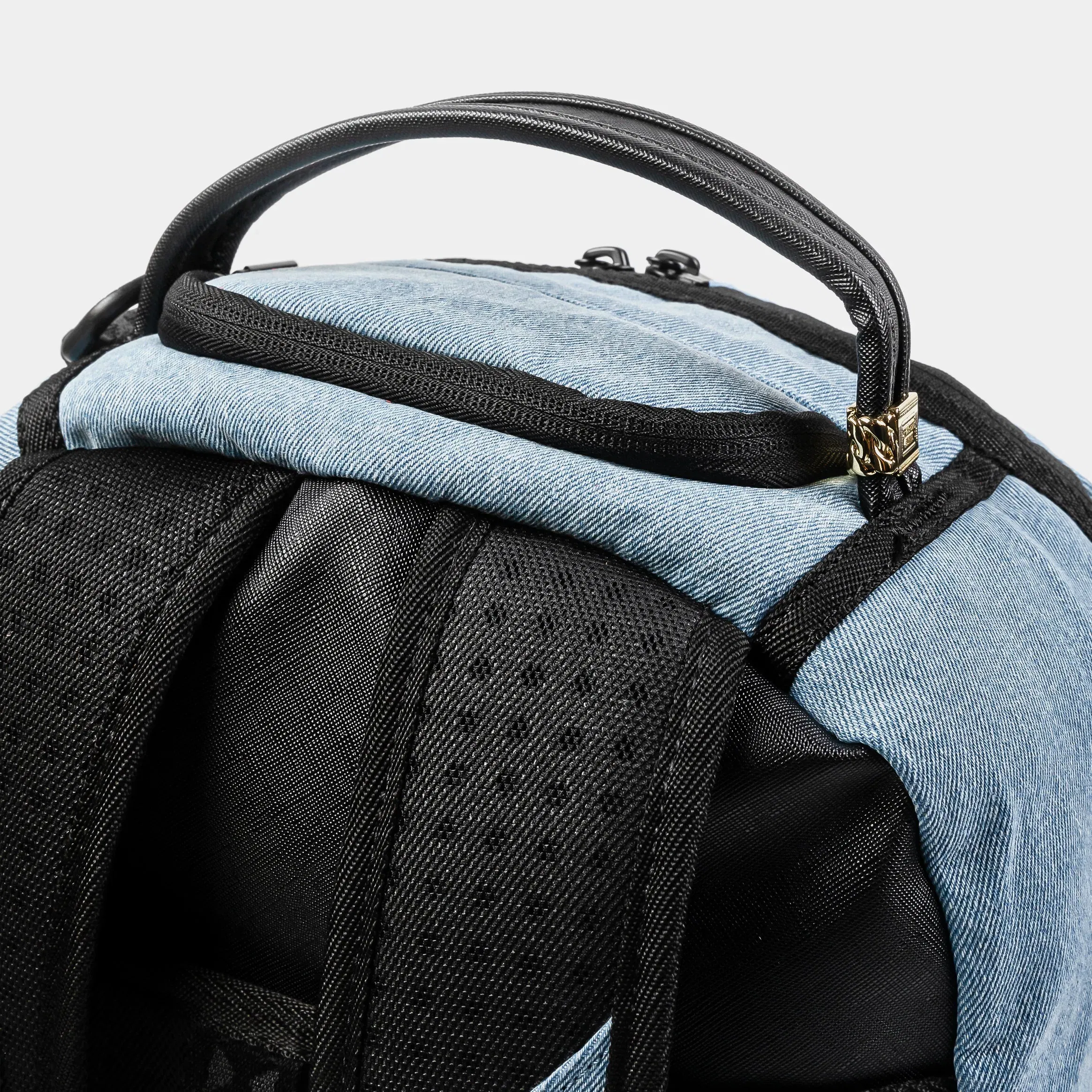 Sprayground Denim Shark Bite Mens Backpack (Blue/Brown)