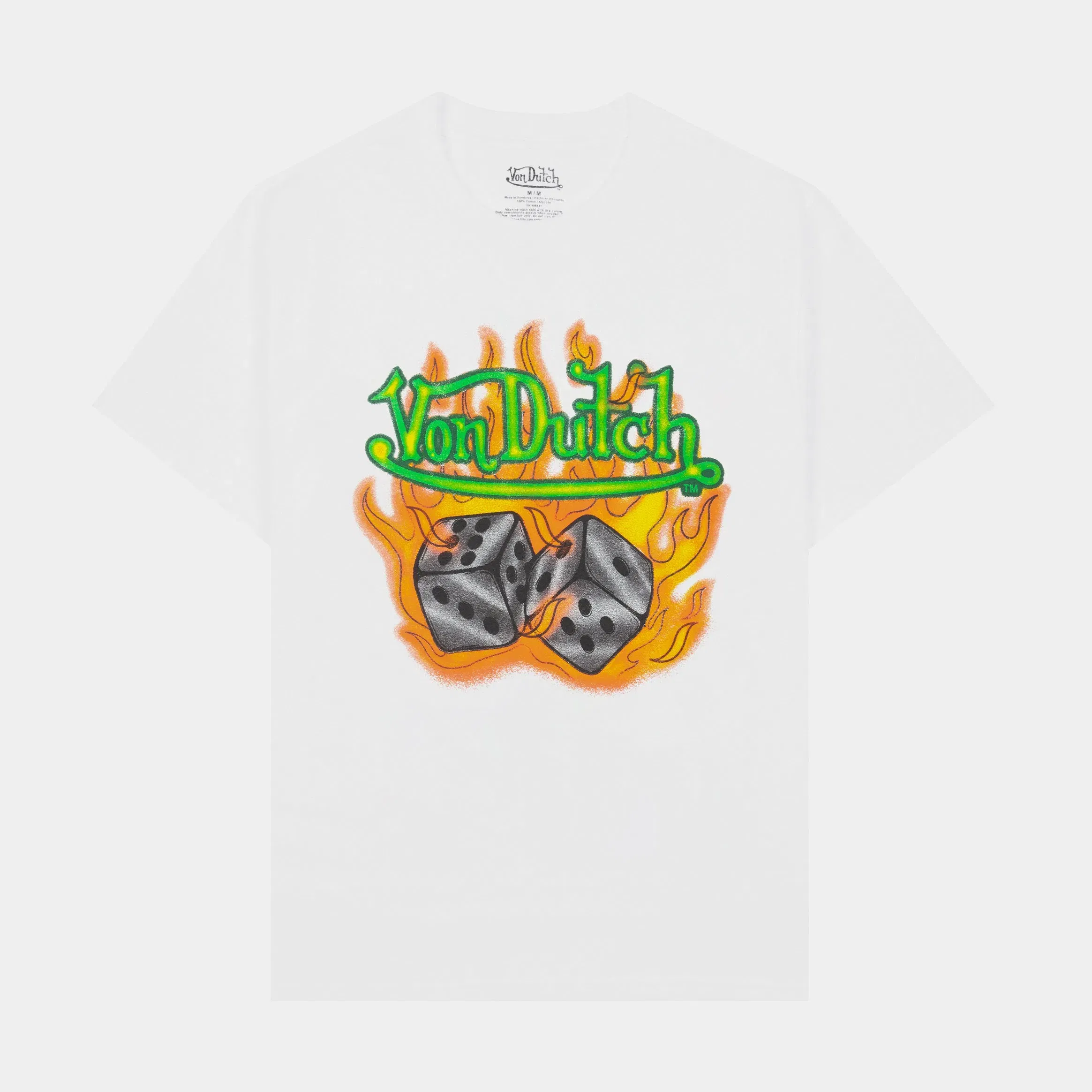 VON DUTCH Dice Mens Short Sleeve Shirt (White/Green)