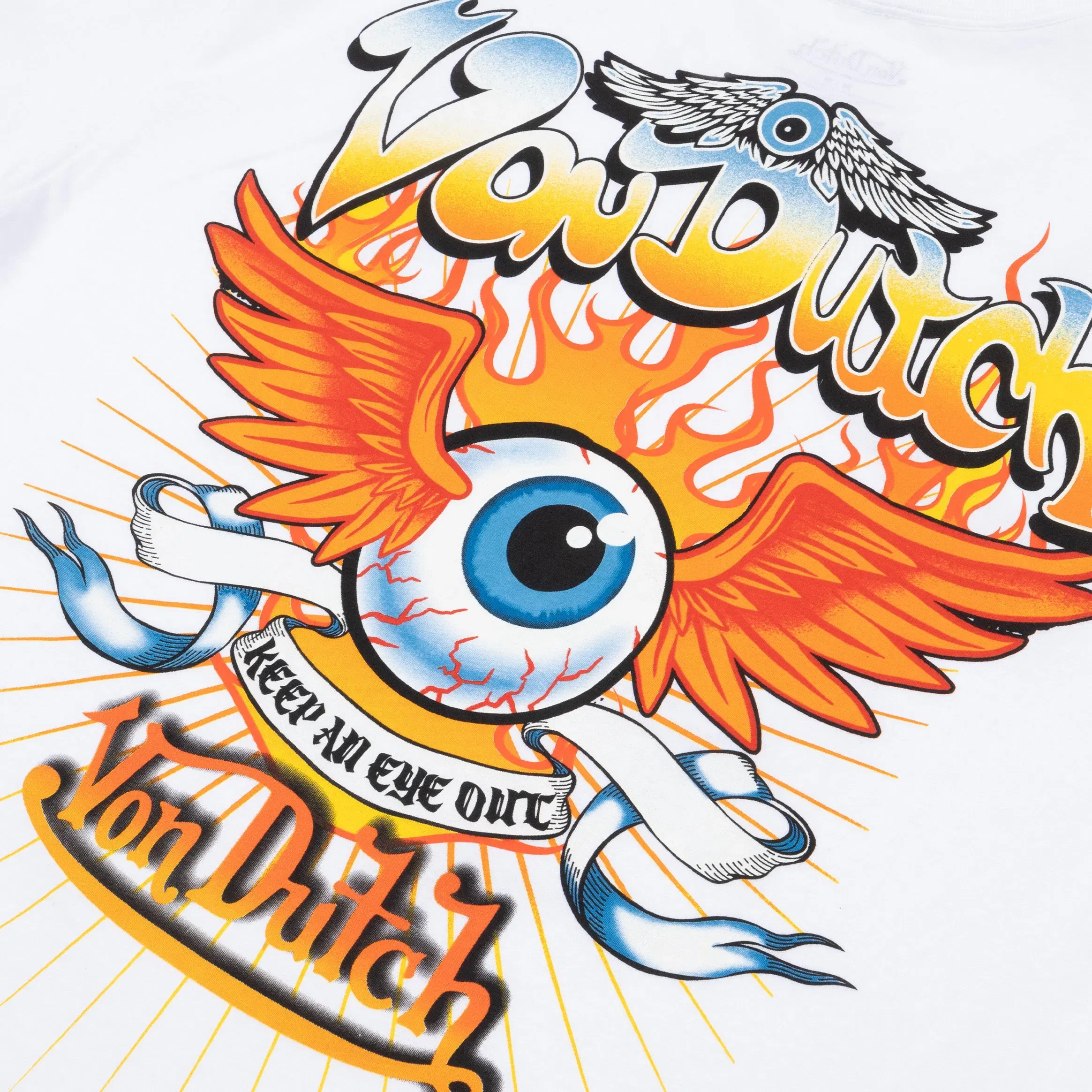 VON DUTCH Keep An Eye Out Mens Short Sleeve Shirt (White/Orange)