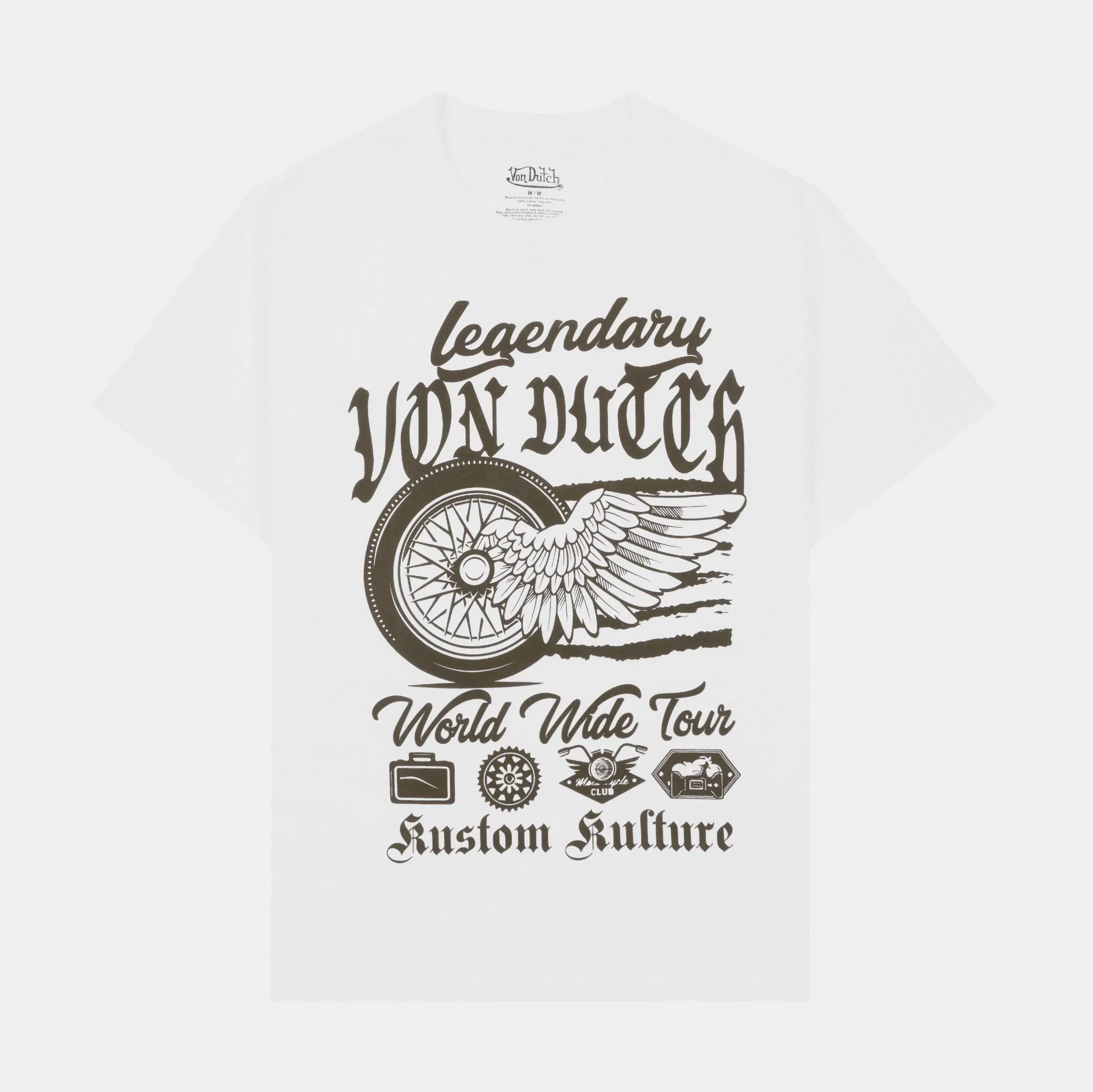 VON DUTCH Legendary Mens Short Sleeve Shirt (White/Brown)