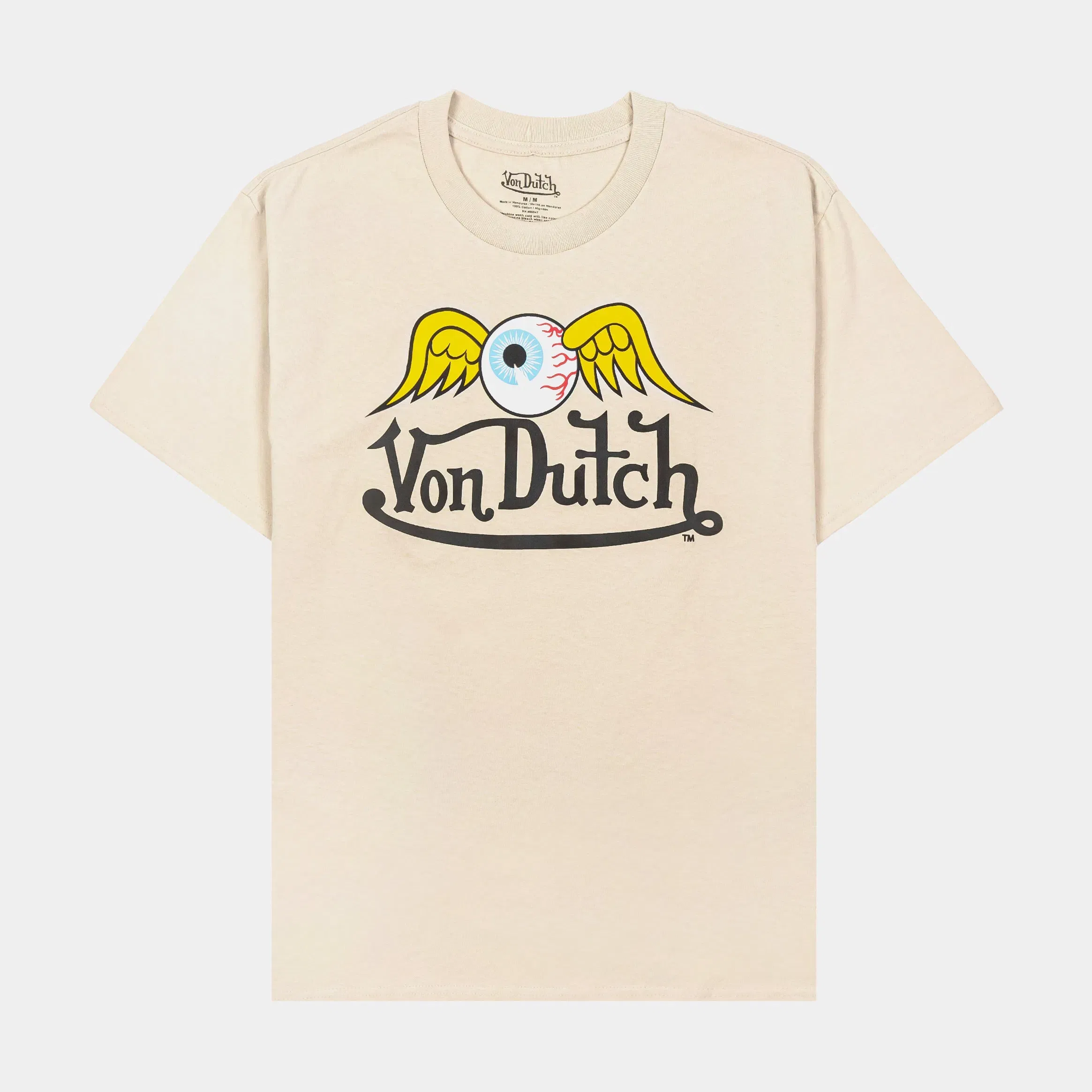 VON DUTCH Flying Eye Mens Short Sleeve Shirt (Biege/Black)