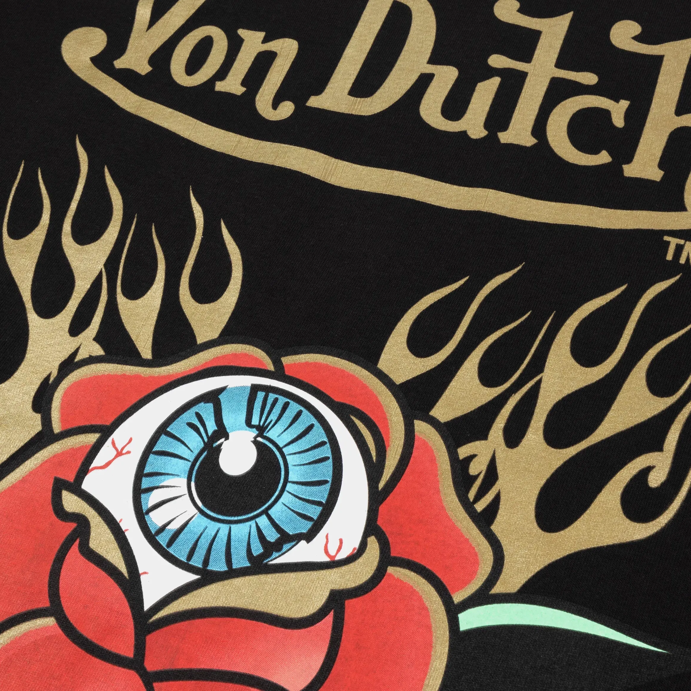 VON DUTCH Flying Eye Flames Mens Short Sleeve Shirt (Black/Yellow)