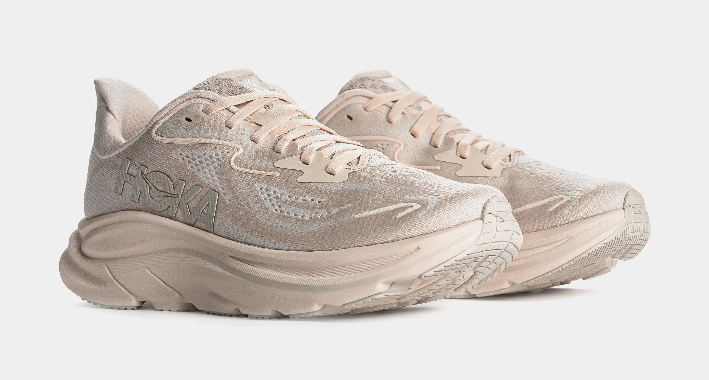 Hoka Clifton 10 Womens Running Shoes (Beige)