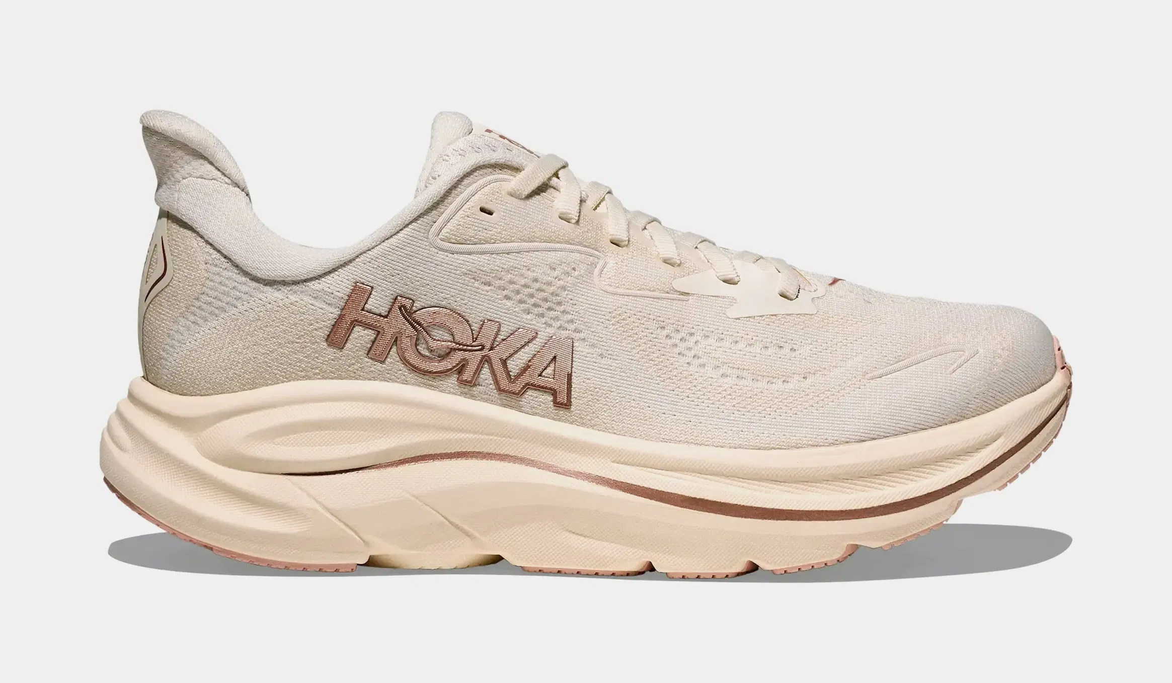 Hoka Clifton 10 Womens Running Shoes (Alabaster/Rose Gold)