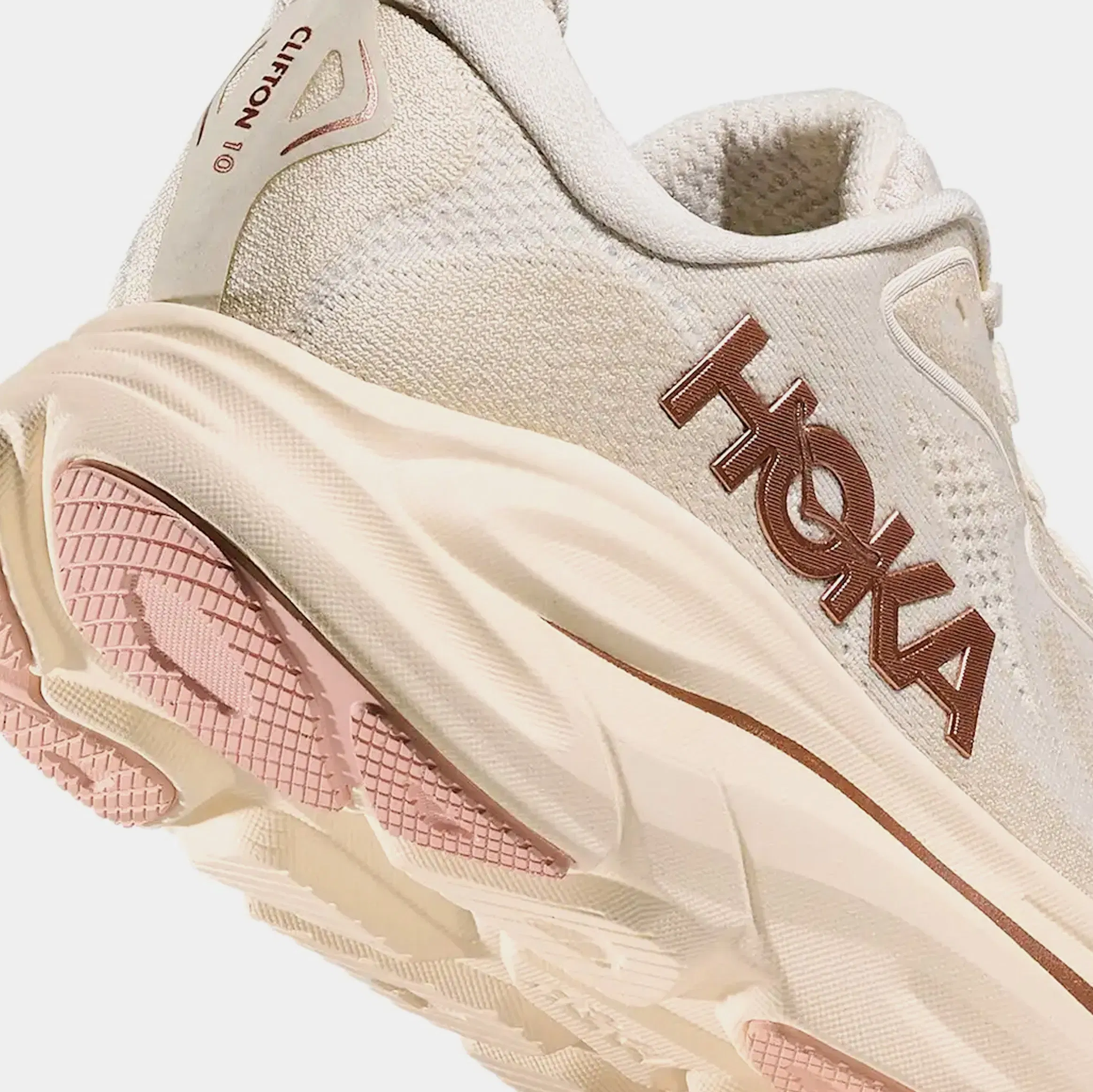 Hoka Clifton 10 Womens Running Shoes (Alabaster/Rose Gold)