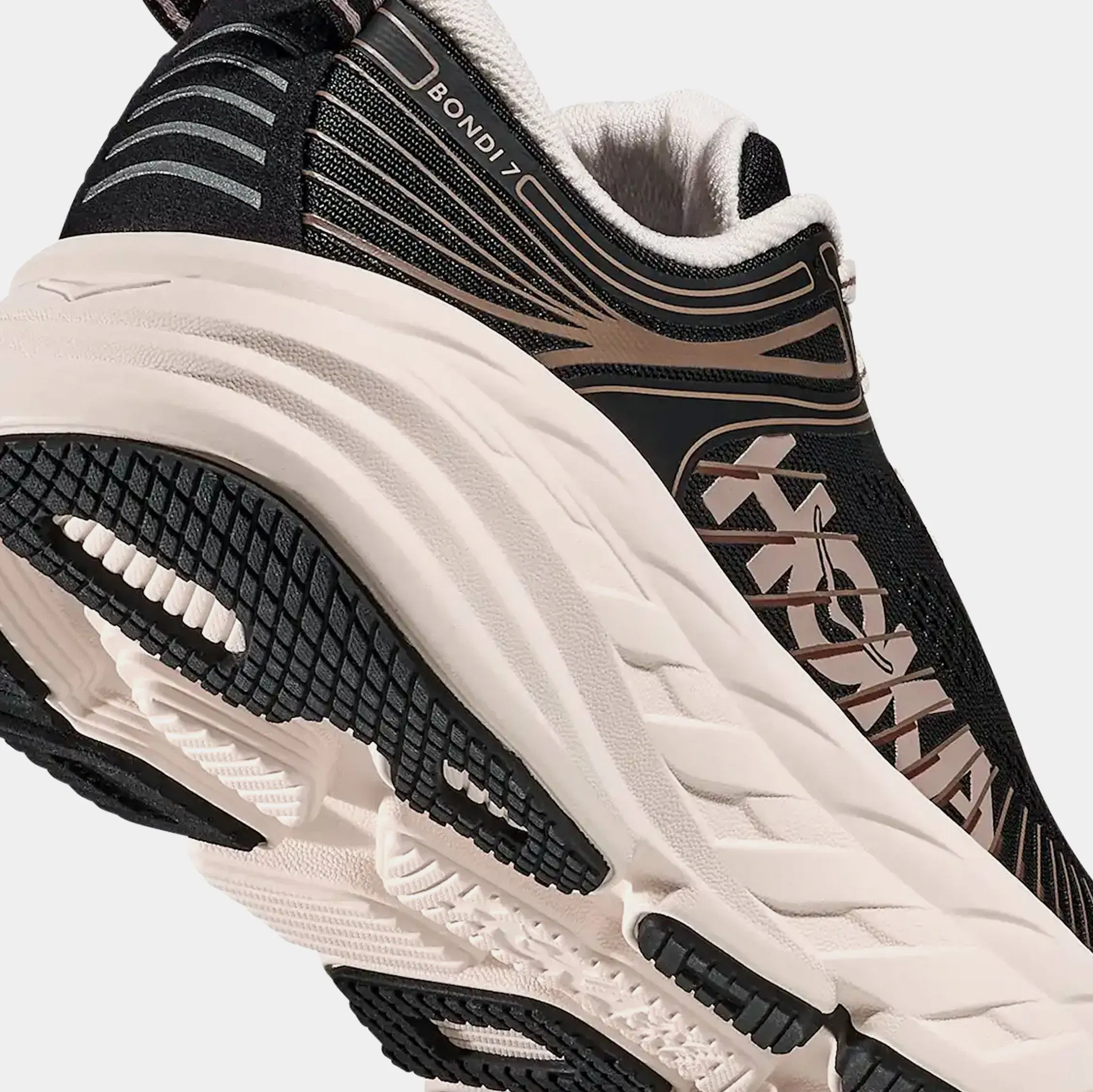 Hoka Bondi 7 Womens Running Shoes (Black/Rose Cream)