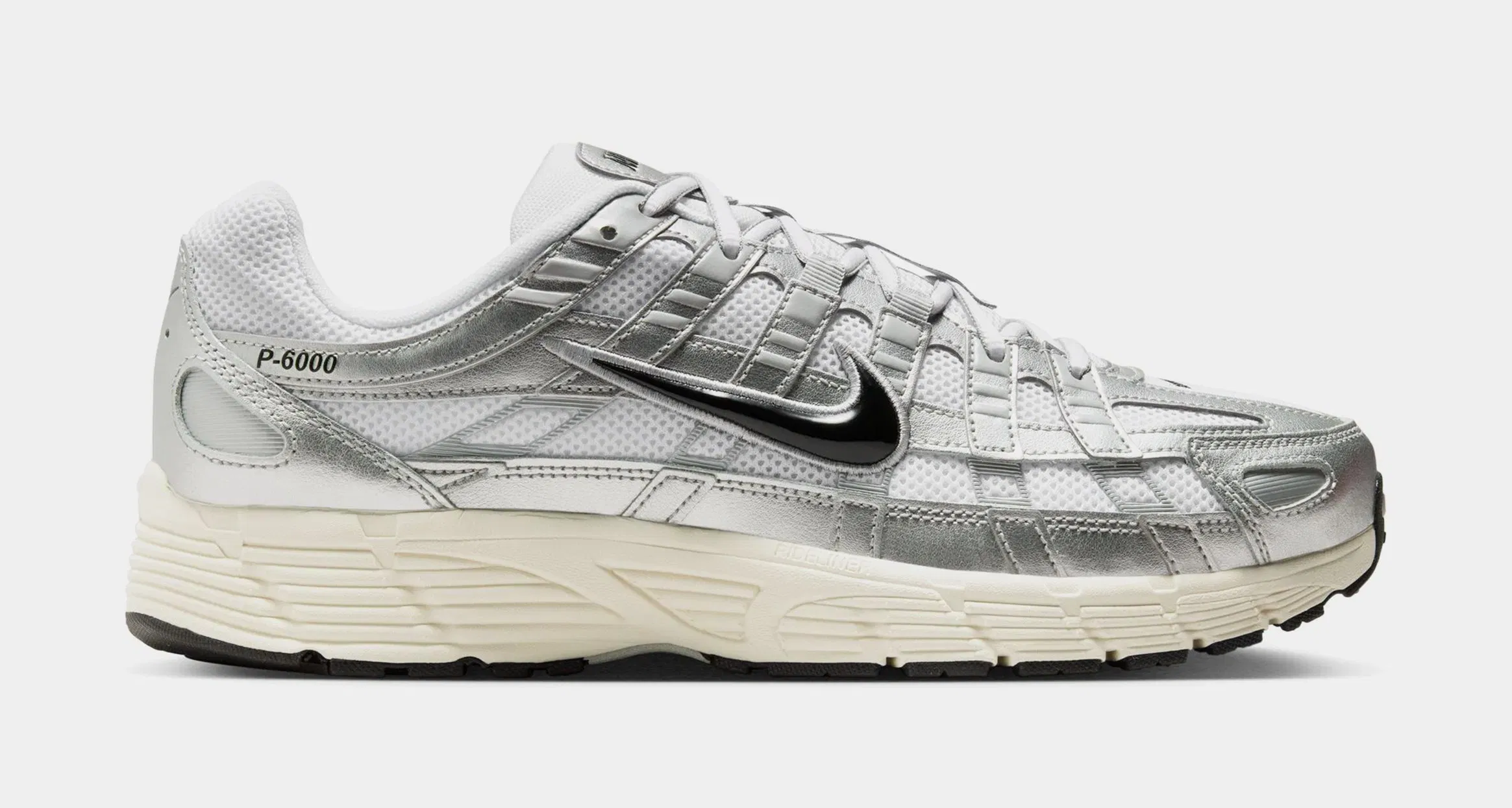 Nike P-6000 Mens Running Shoes (White/Metallic Silver/Flat Silver/Black)