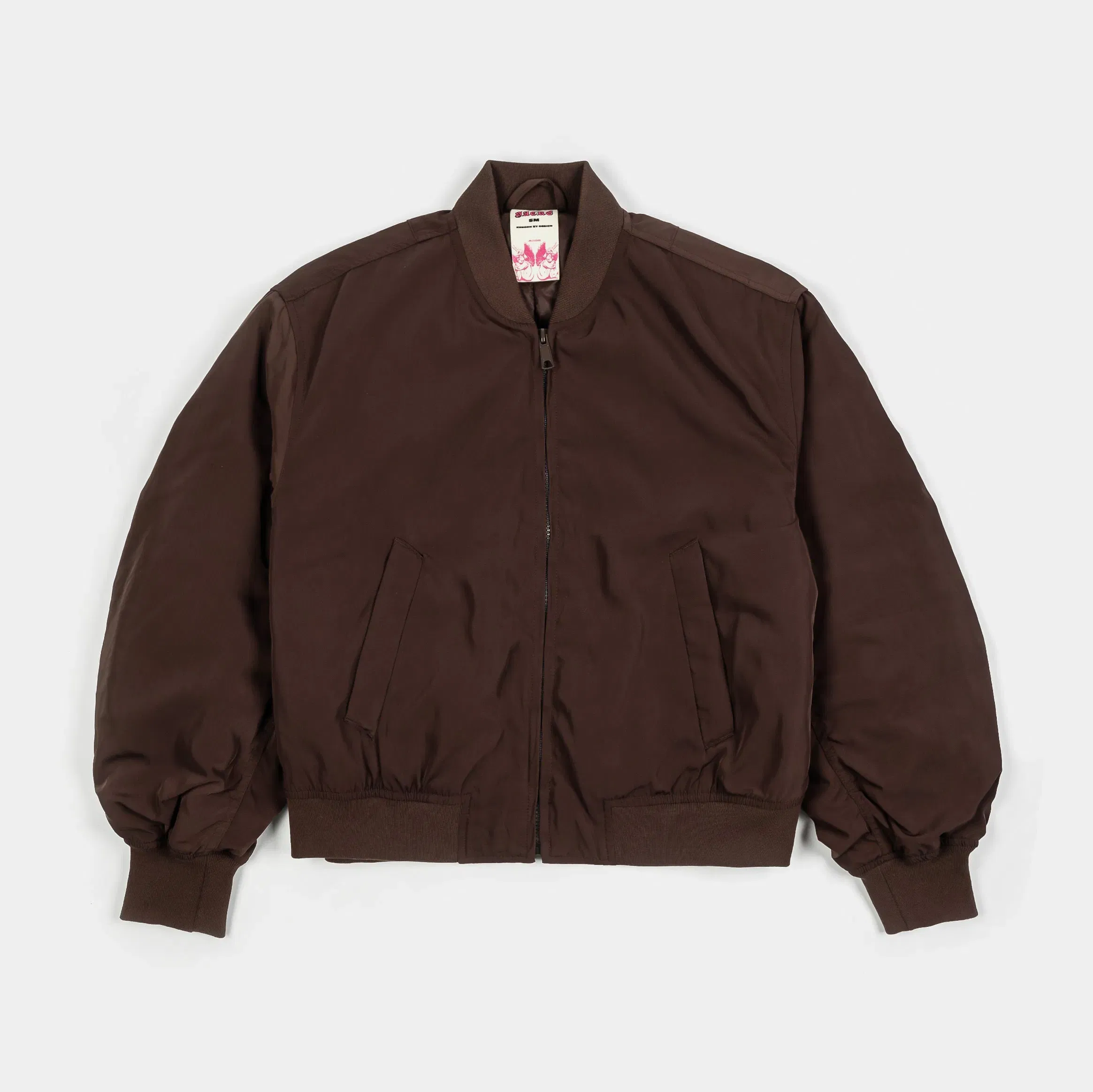 SACRE Everyday Cropped Bomber Womens Jacket (Brown)