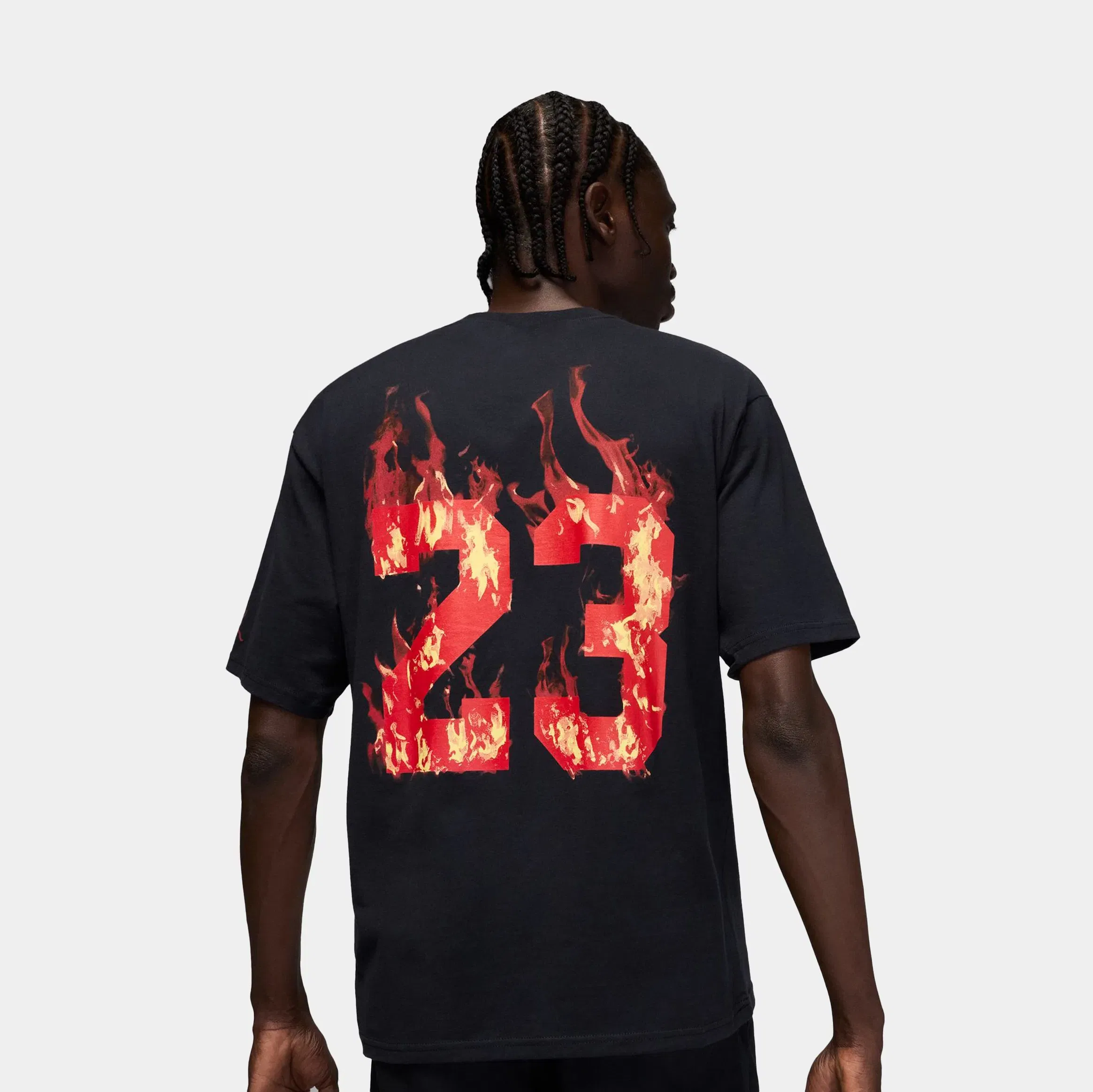 Air Jordan AJ5 Fire Graphic Mens Short Sleeve Shirt (Black/Red)