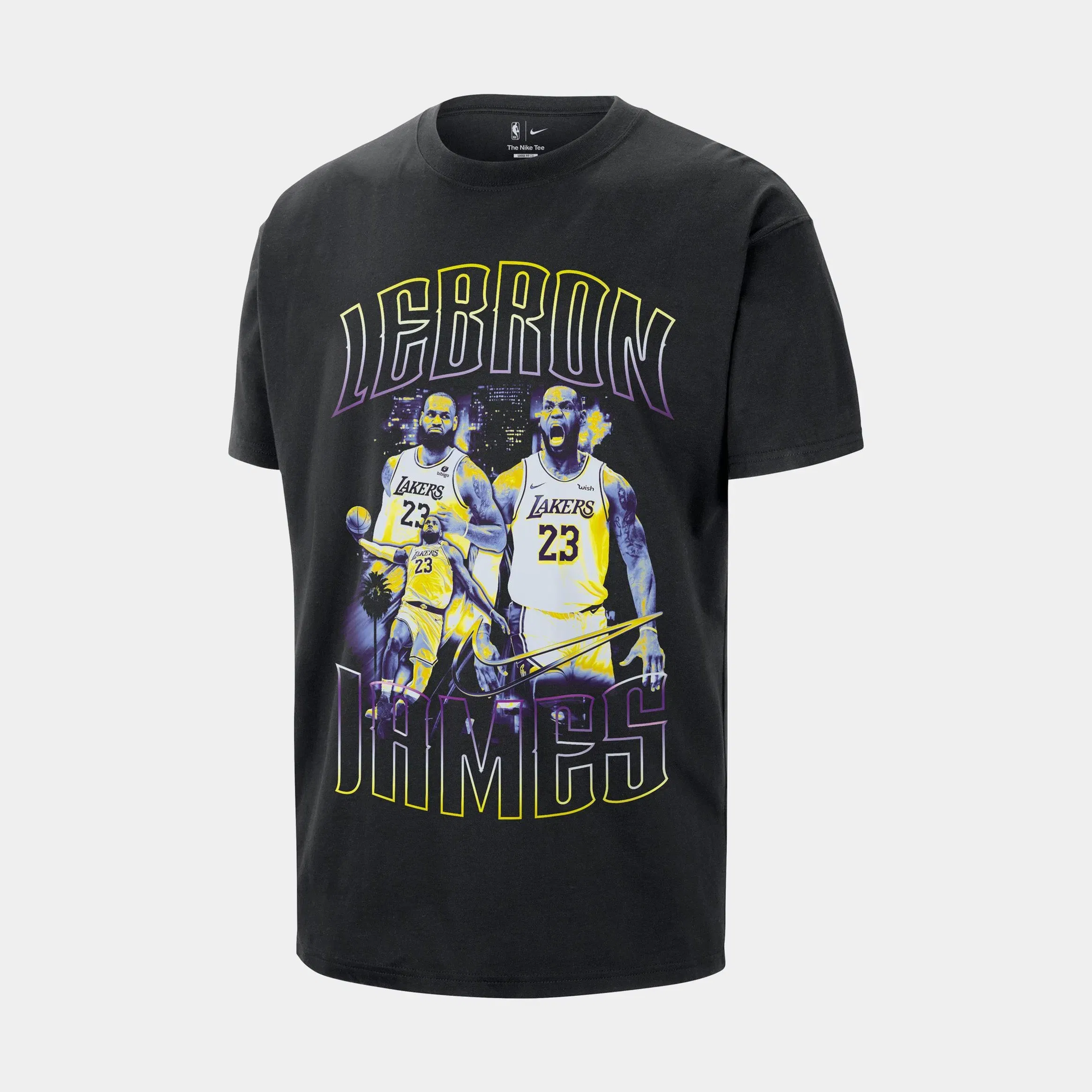 Nike LeBron James Los Angeles Lakers NBA Mens Short Sleeve Shirt (Black)