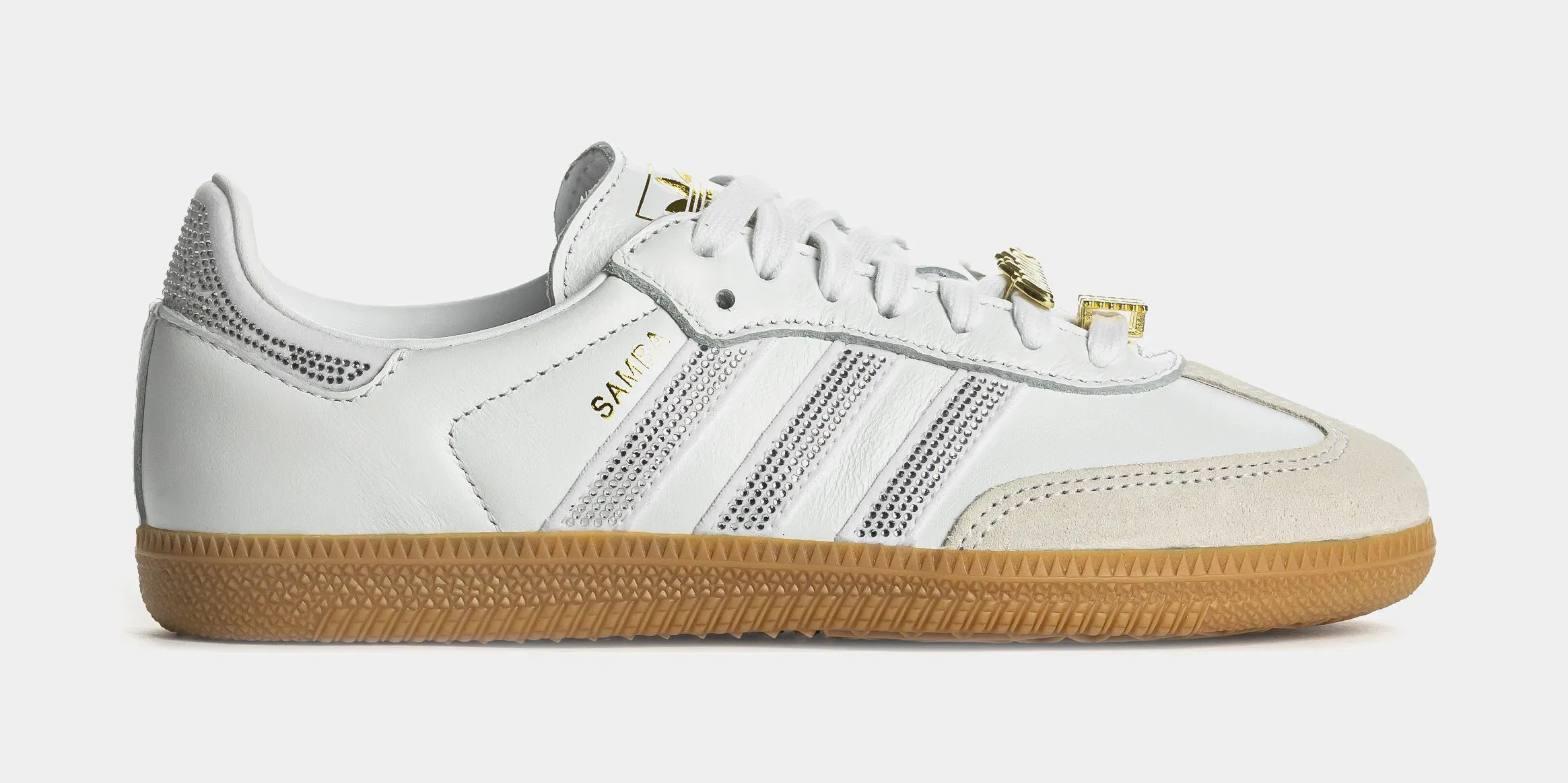 adidas Samba OG Rhinestone Womens Lifestyle Shoes (White/Silver)