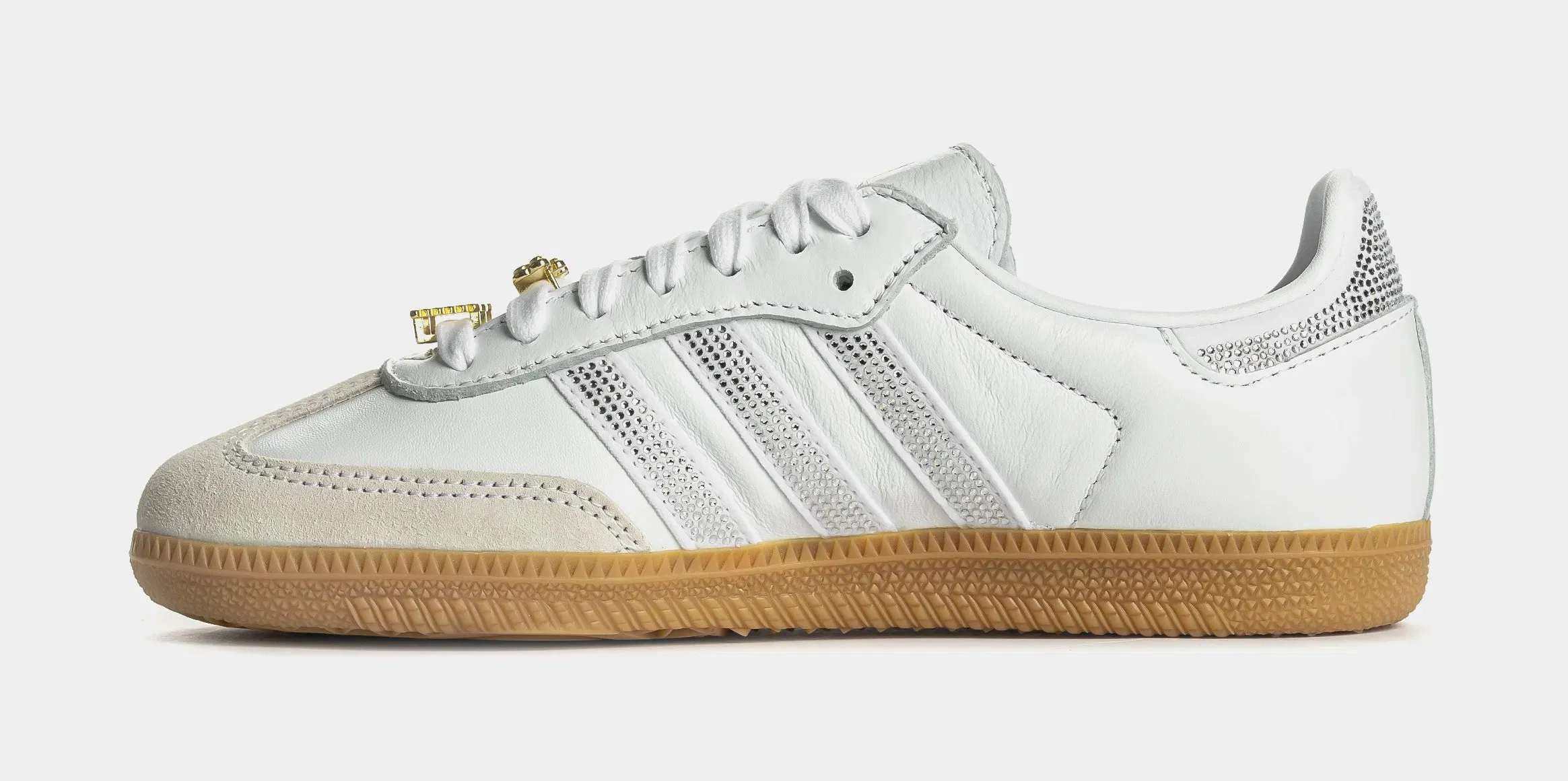adidas Samba OG Rhinestone Womens Lifestyle Shoes (White/Silver)