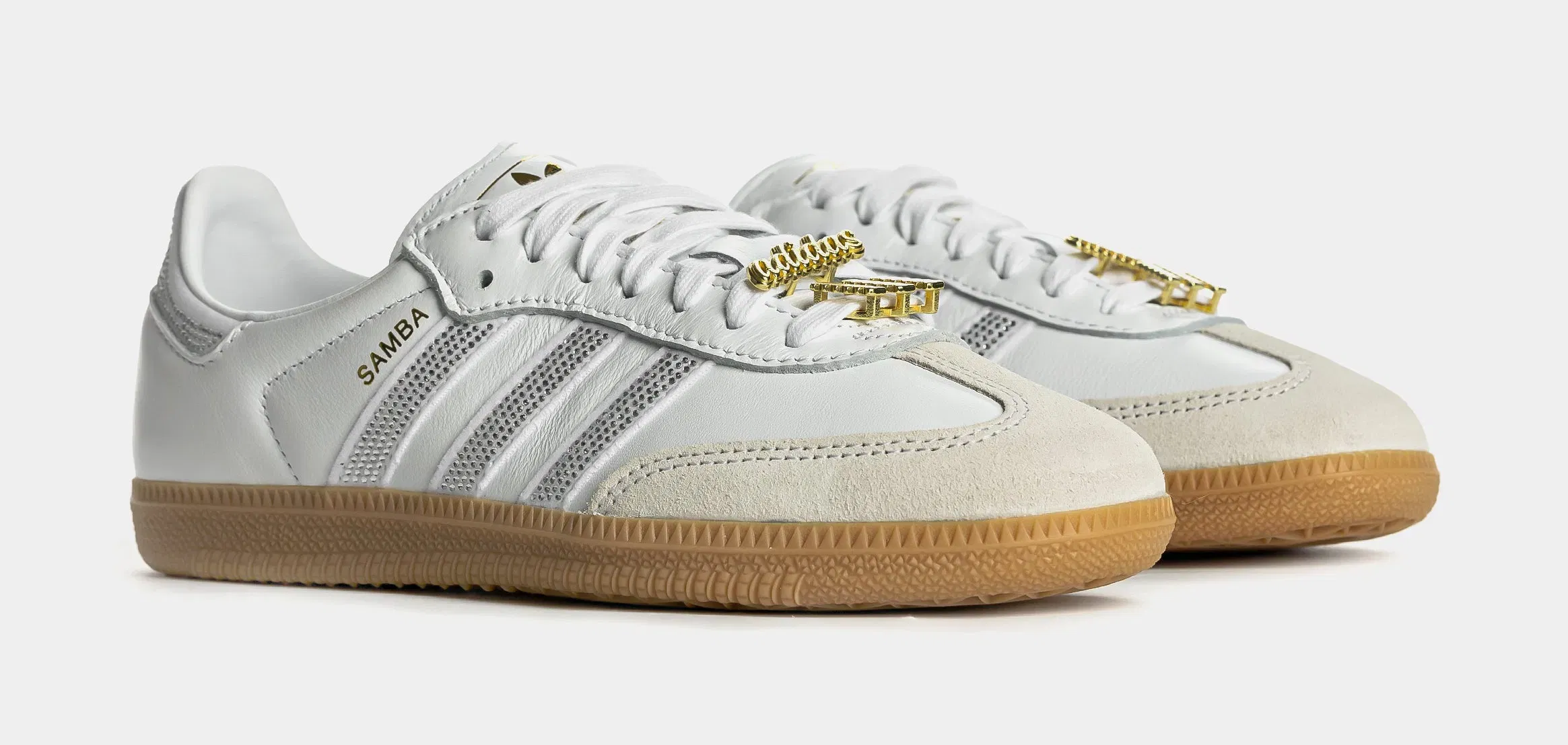 adidas Samba OG Rhinestone Womens Lifestyle Shoes (White/Silver)