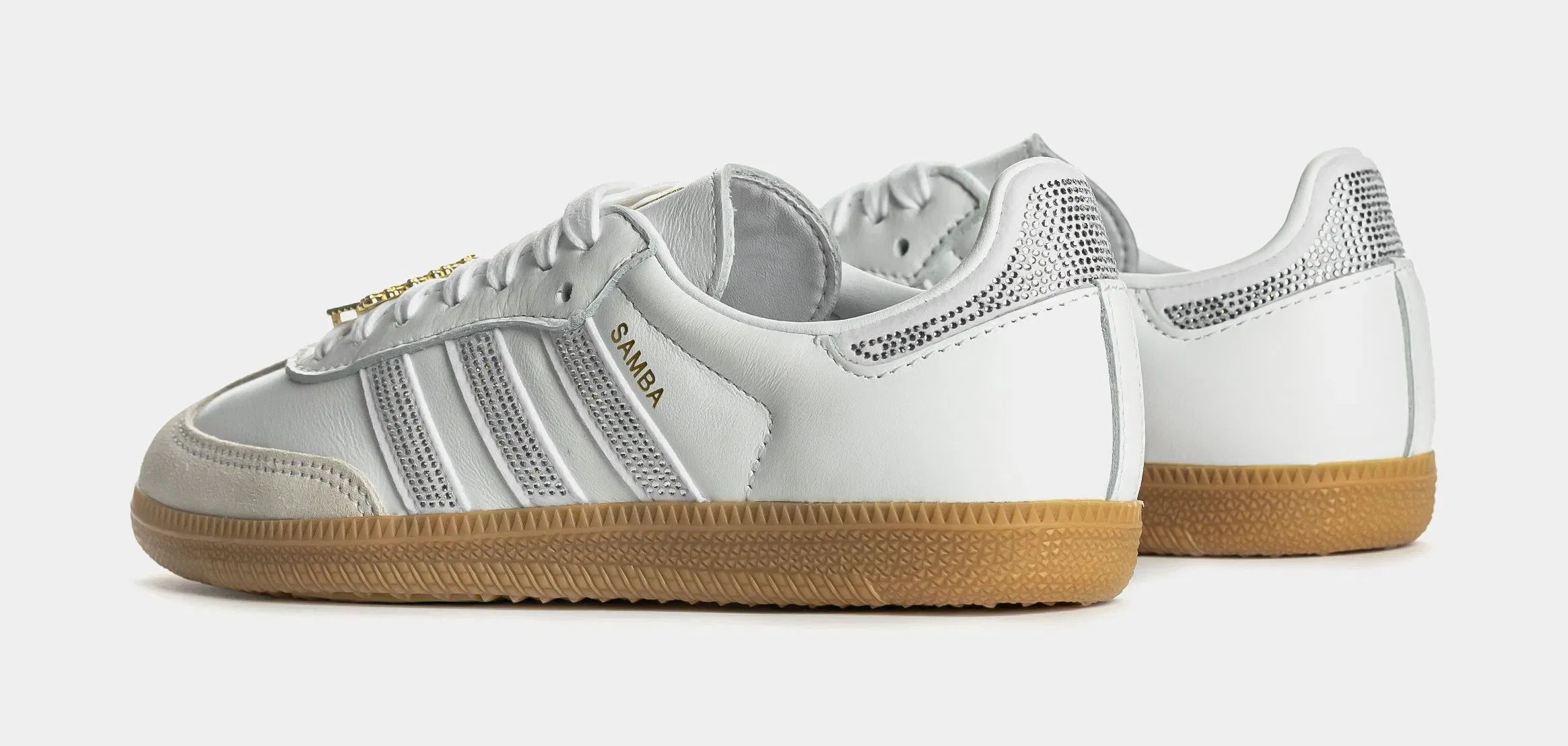 adidas Samba OG Rhinestone Womens Lifestyle Shoes (White/Silver)