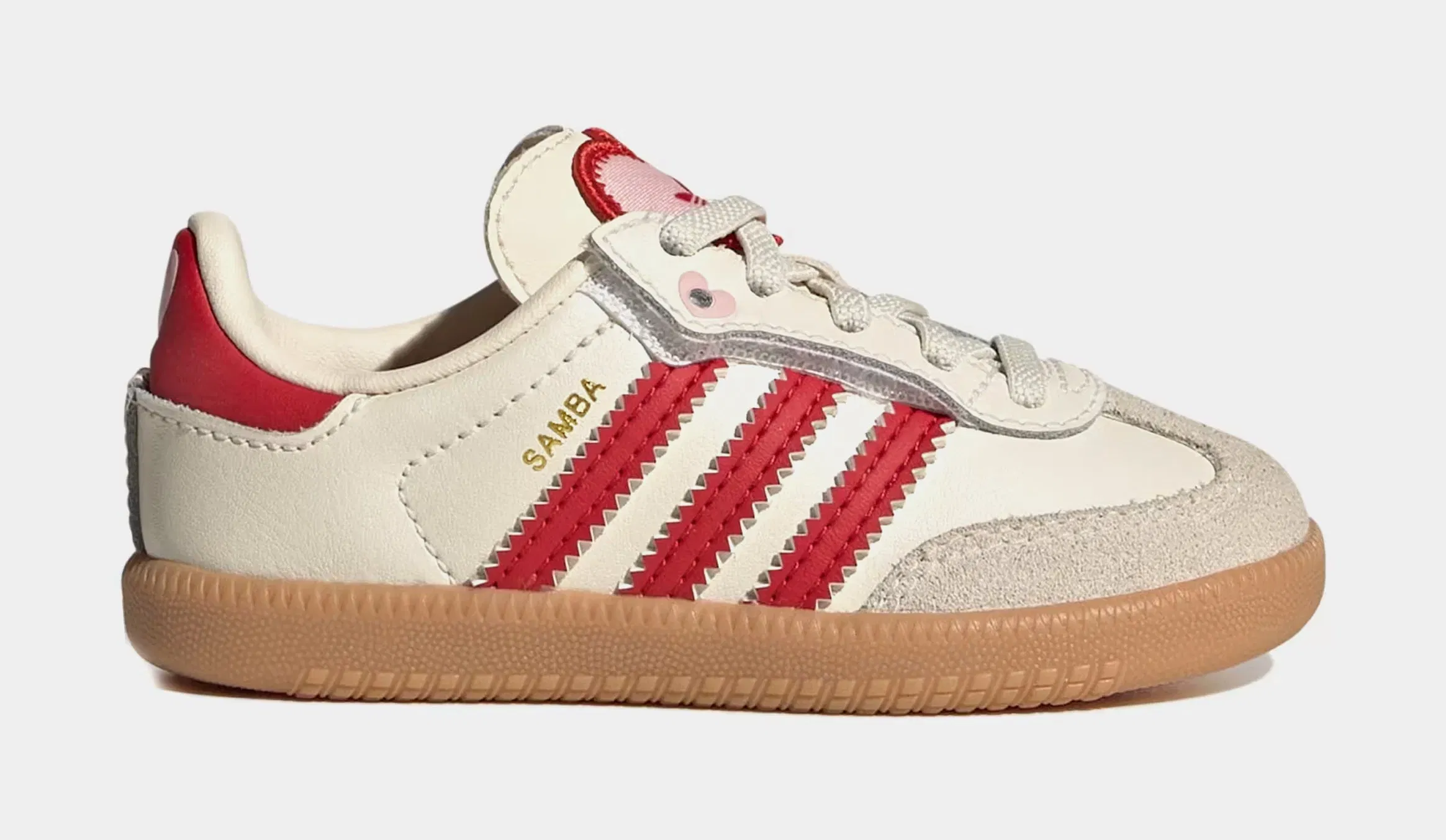 adidas Samba OG Valentines Day Comfort Closure Elastic Laces Infant Toddler Lifestyle Shoes (Cream White/Better Scarlet/Gum)