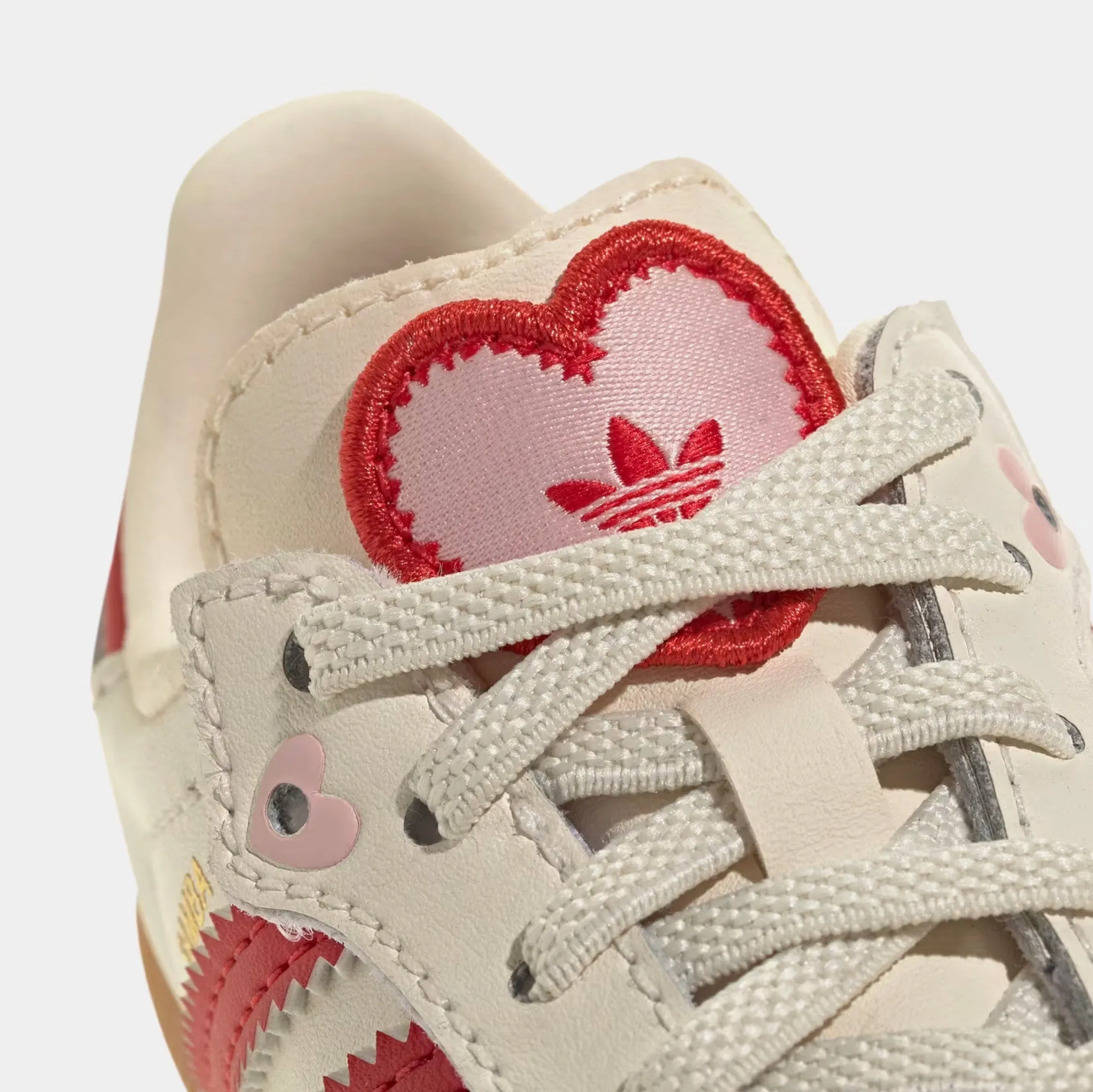adidas Samba OG Valentines Day Comfort Closure Elastic Laces Infant Toddler Lifestyle Shoes (Cream White/Better Scarlet/Gum)