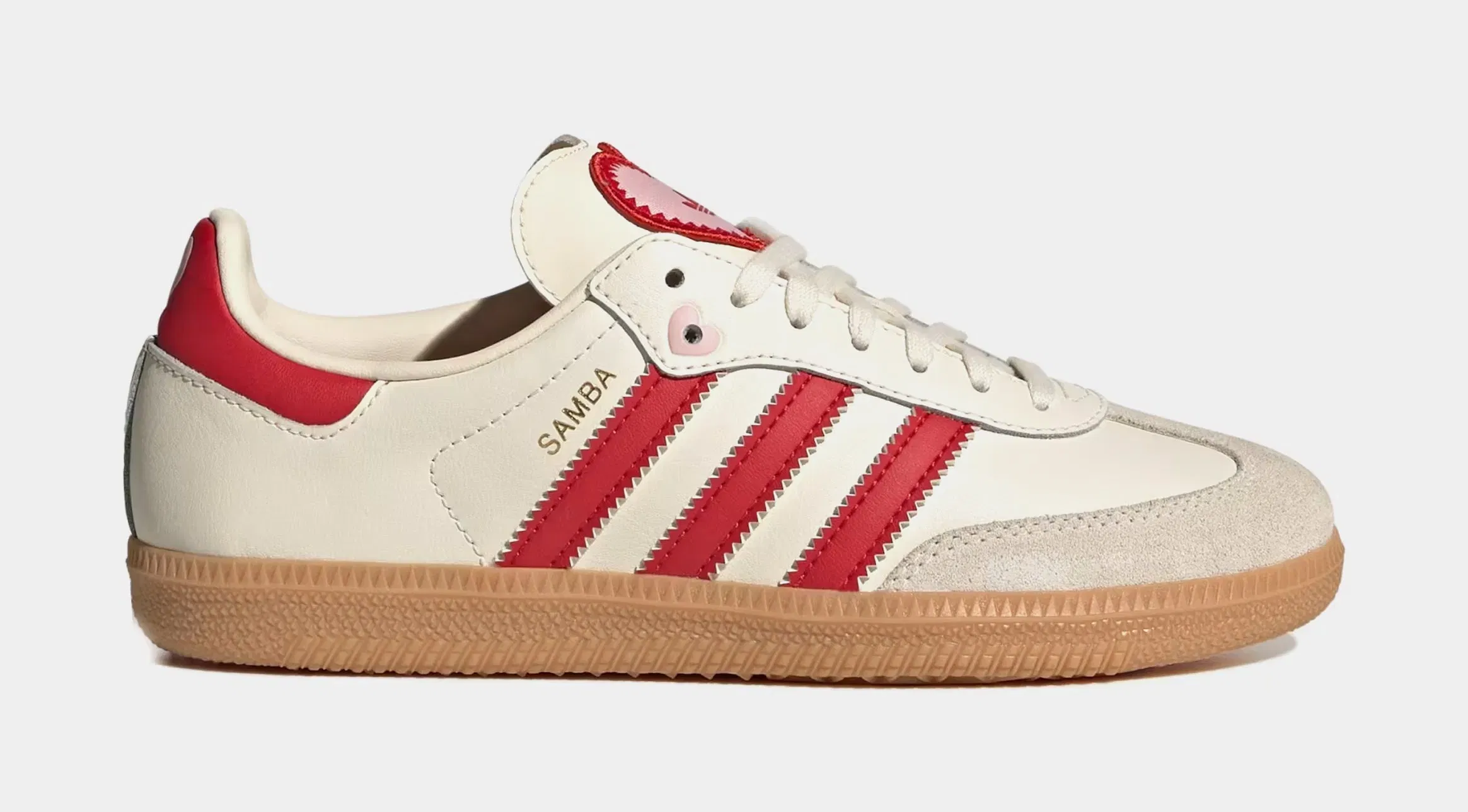 adidas Samba OG Valentines Day Grade School Lifestyle Shoes (Cream White/Better Sarlet/Gum)