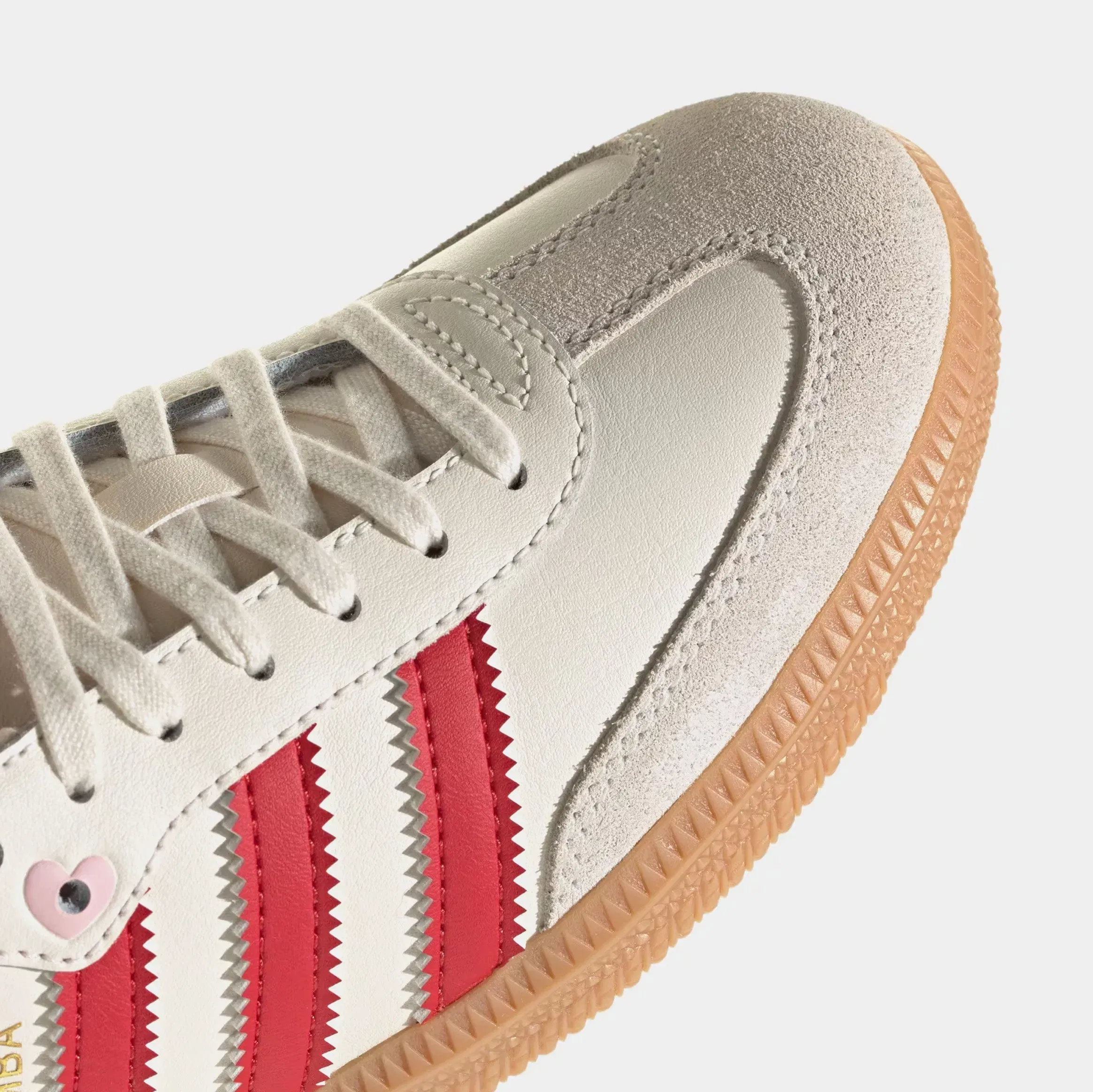 adidas Samba OG Valentines Day Grade School Lifestyle Shoes (Cream White/Better Sarlet/Gum)