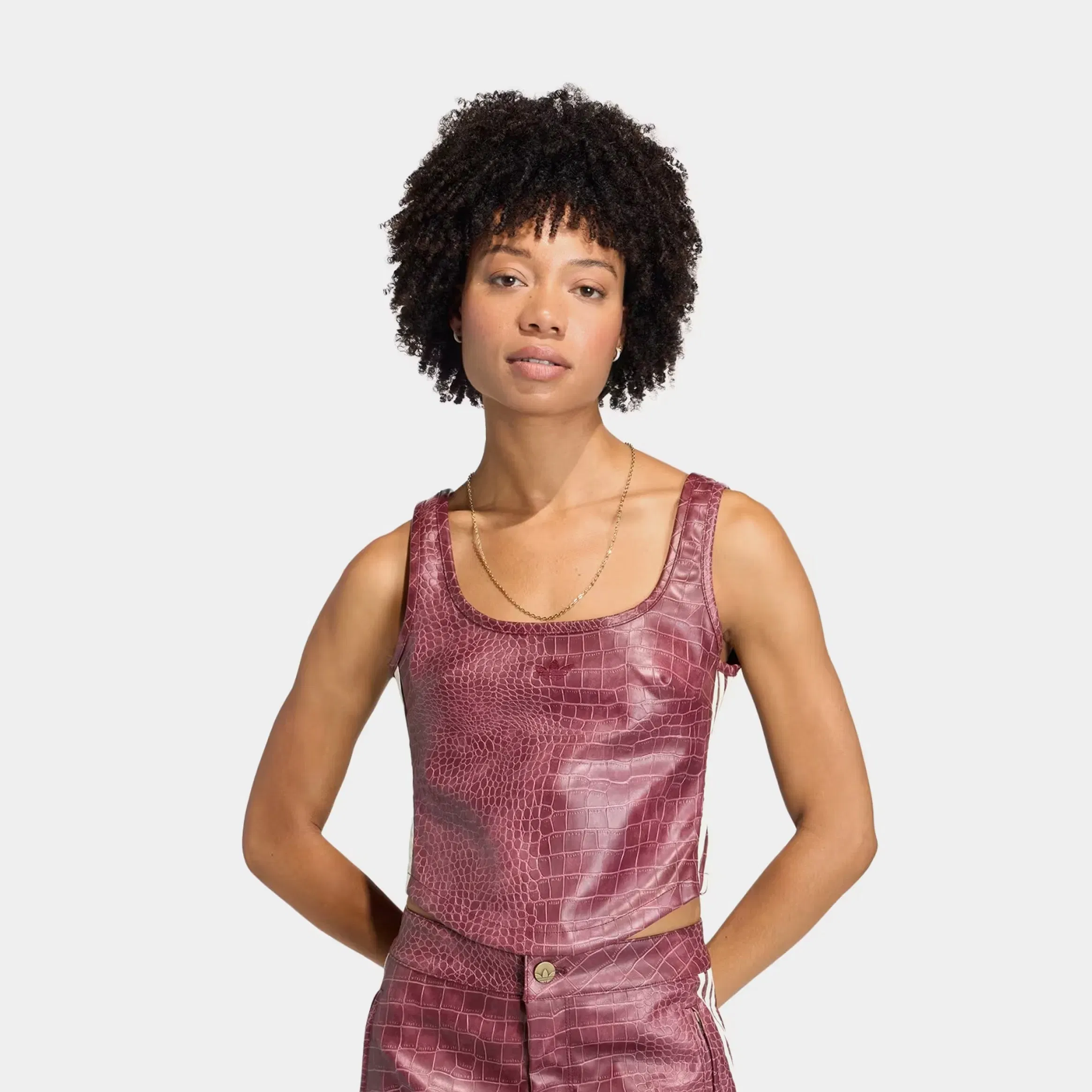 adidas Pleather Corset Womens Short Sleeve Shirt (Maroon)