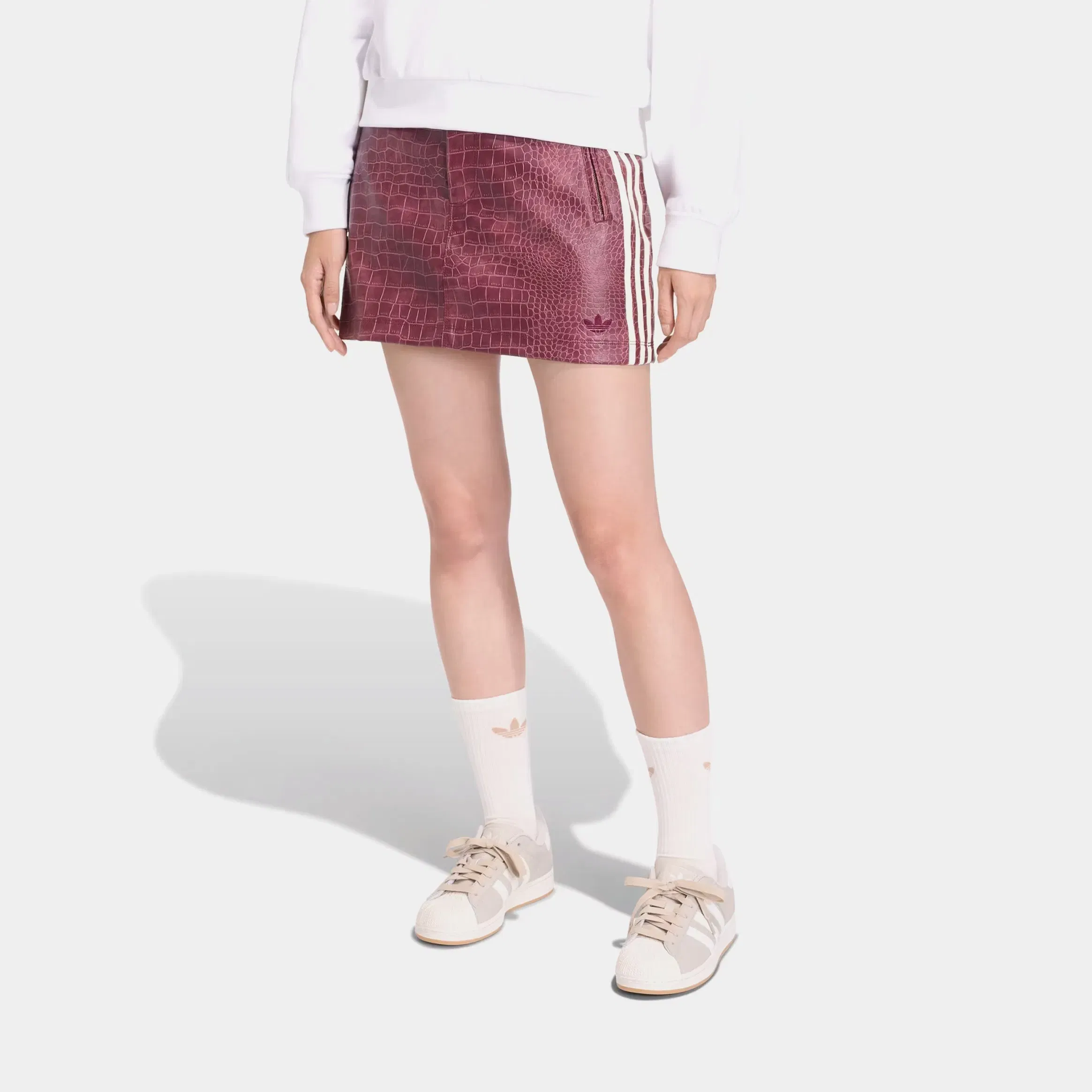 adidas Pleather Snakeskin Mini Womens Skirt (Maroon)