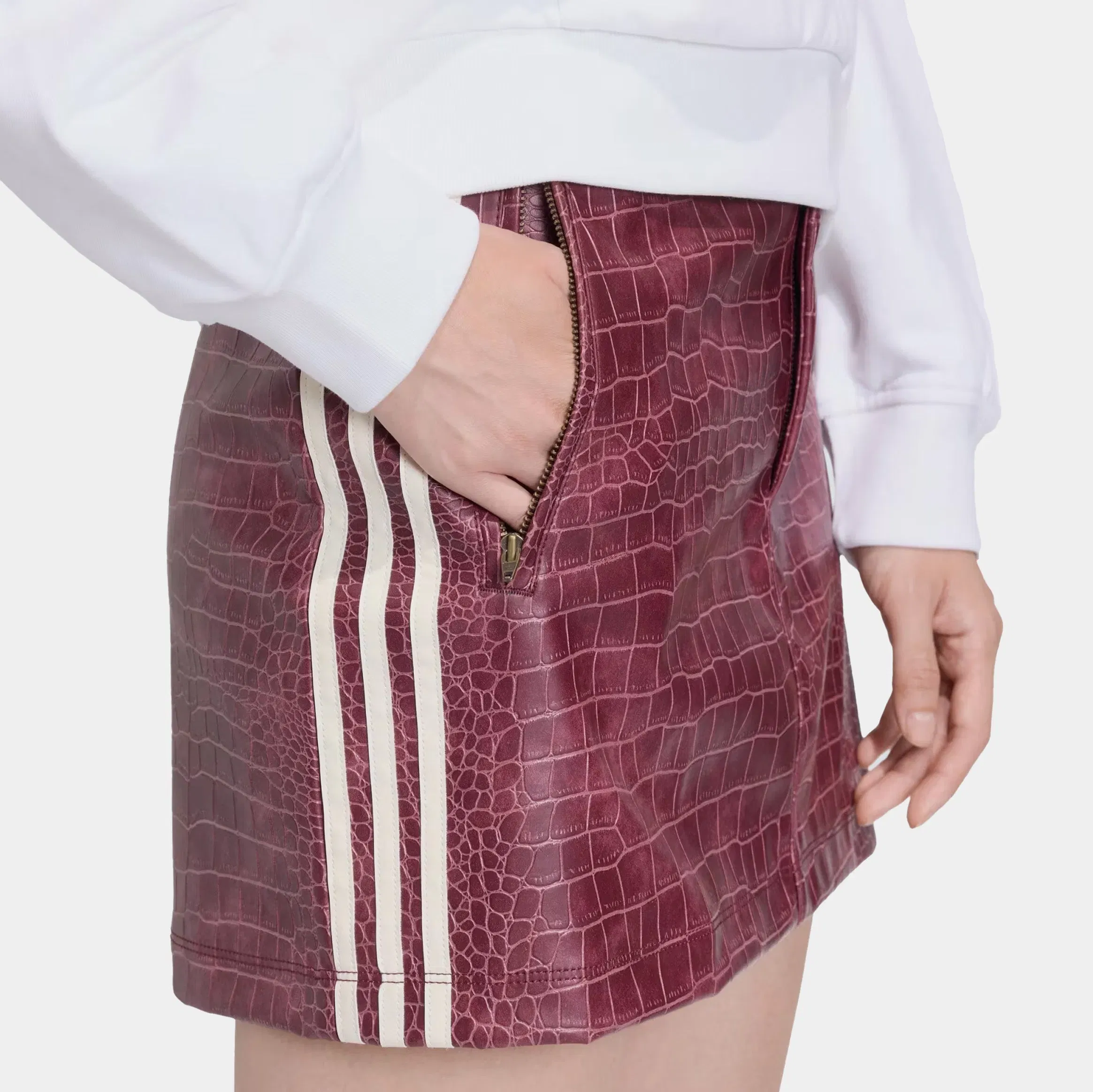 adidas Pleather Snakeskin Mini Womens Skirt (Maroon)