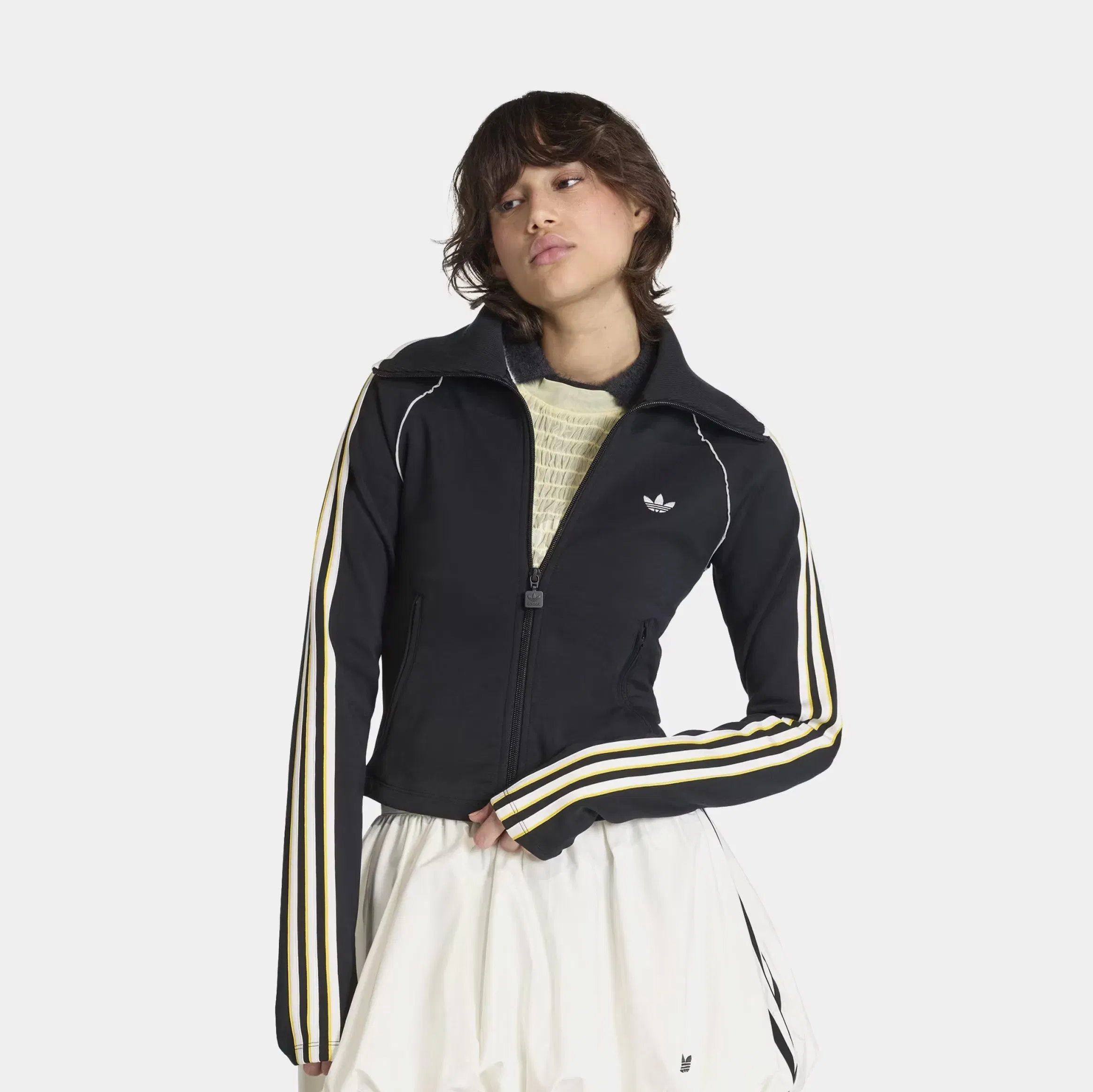 adidas Slim Fitted Firebird Track Womens Long Sleeve Shirt (Black)