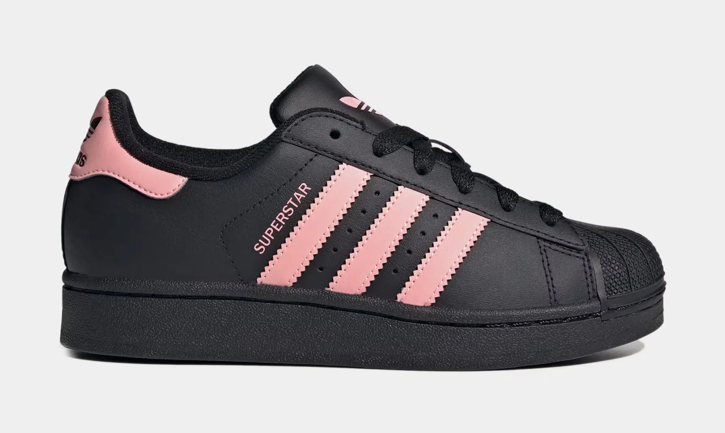 adidas Superstar II Grade School Lifestyle Shoes (Black/Pink/Black)
