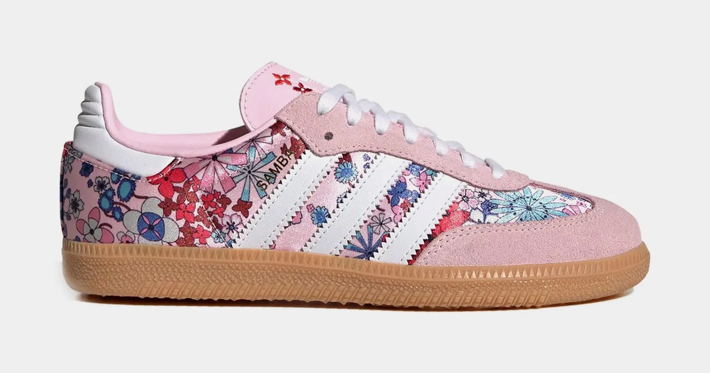 adidas Samba OG Liberty London Clear Pink Floral Grade School Lifestyle Shoes (Clear Pink/White/Gum 3)