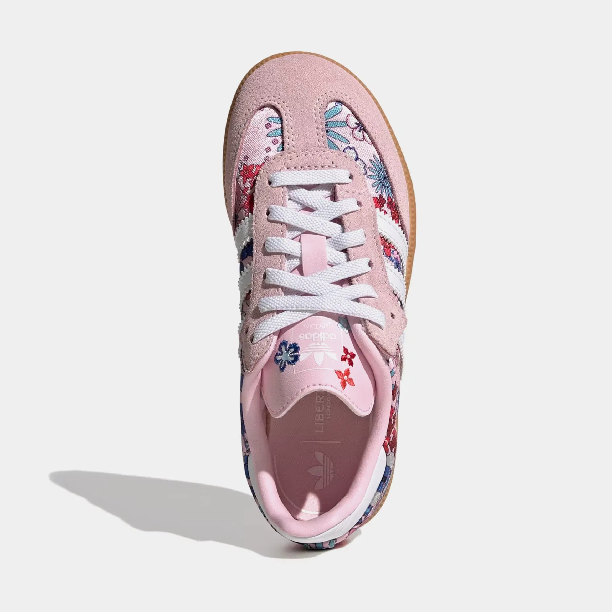 adidas Liberty London Samba OG Comfort Closure Elastic Lace Preschool Lifestyle Shoes (Clear Pink/Cloud White/Gum)