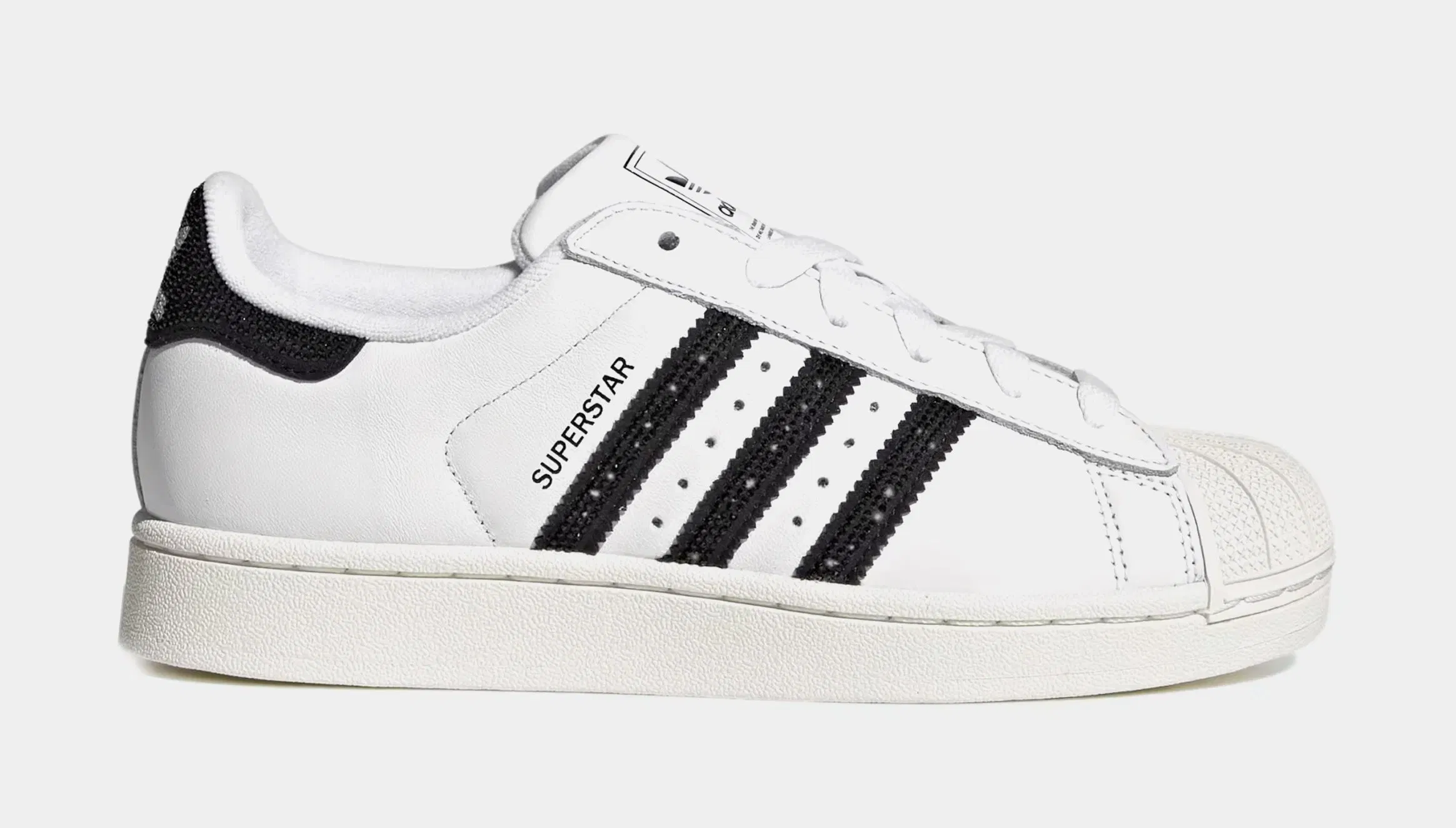 adidas Superstar II Rhinestone Womens Lifestyle Shoes (Cloud White/Core Black/Off White)