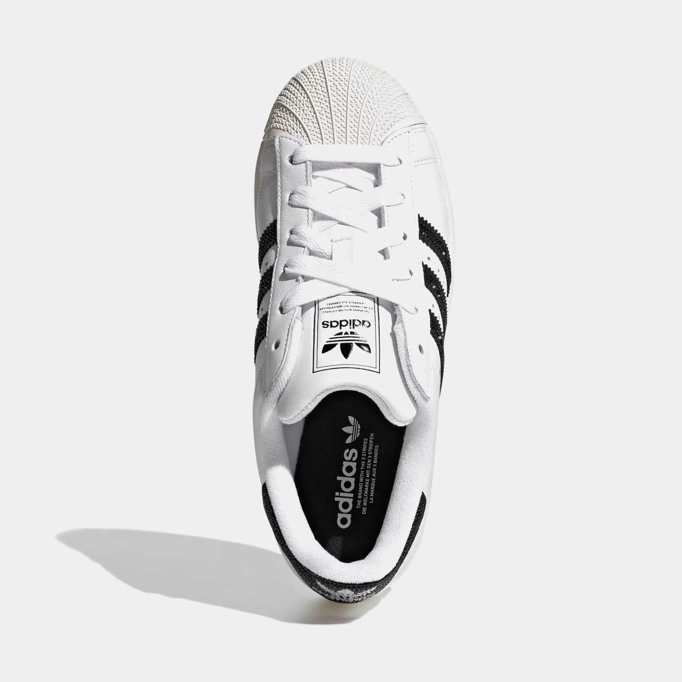 adidas Superstar II Rhinestone Womens Lifestyle Shoes (Cloud White/Core Black/Off White)