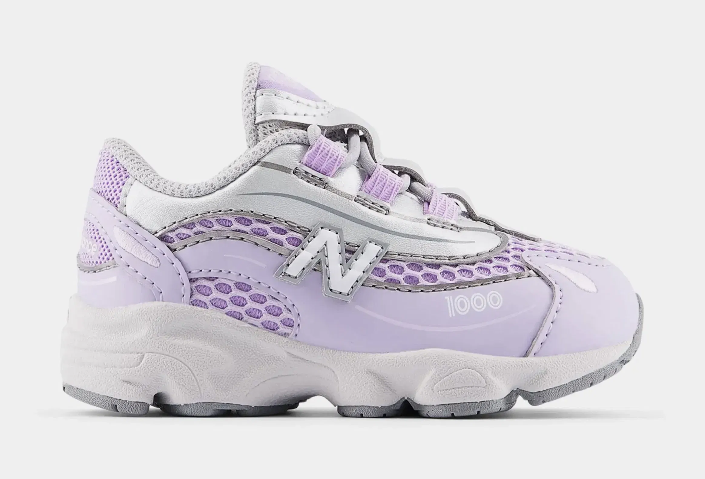 NEWBALANCE 1000 Bungee Lace Infant Toddler Running Shoes (Lavender/Light Silver)