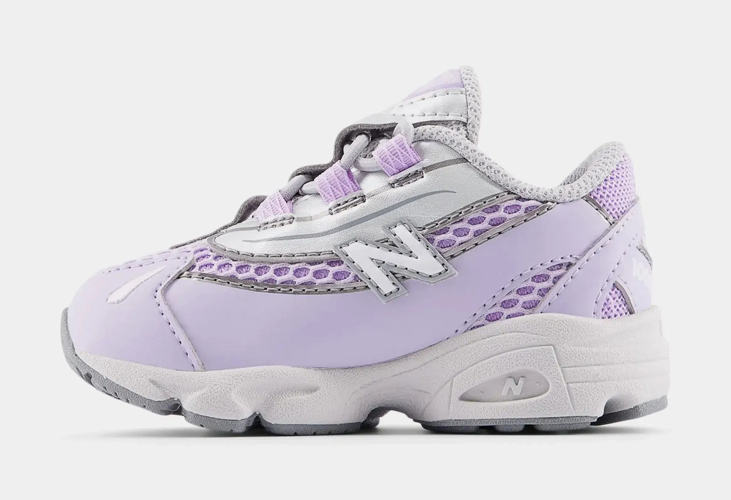 NEWBALANCE 1000 Bungee Lace Infant Toddler Running Shoes (Lavender/Light Silver)